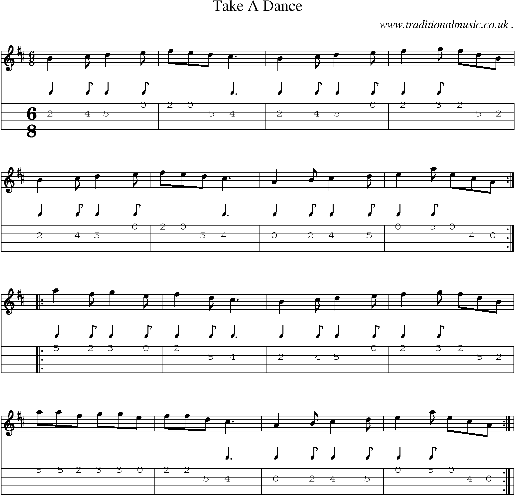Sheet-Music and Mandolin Tabs for Take A Dance