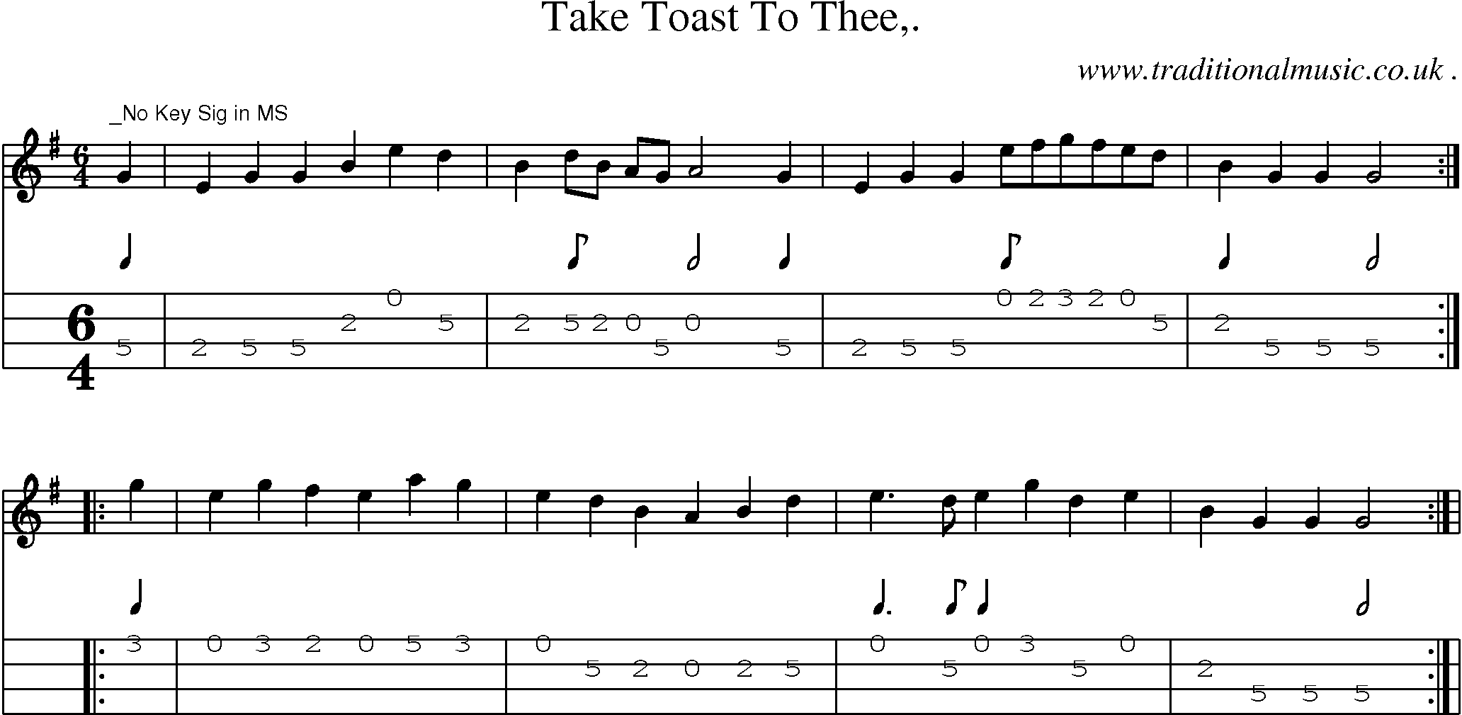 Sheet-Music and Mandolin Tabs for Take Toast To Thee