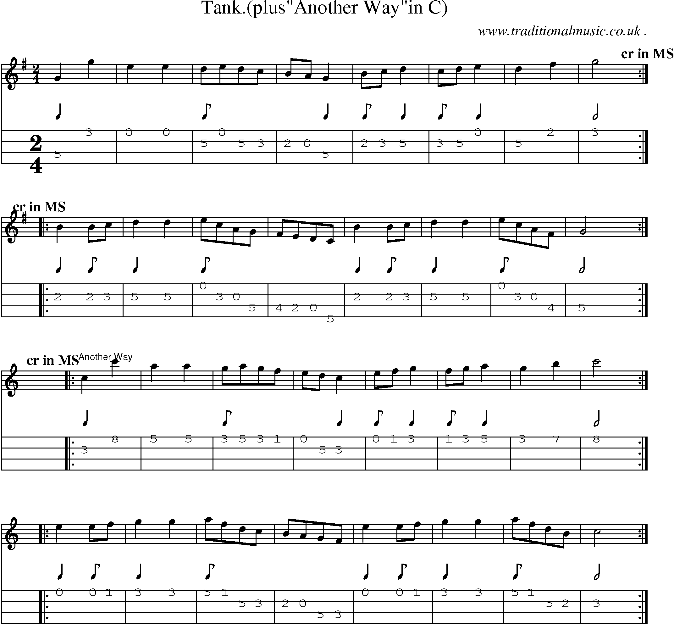 Sheet-Music and Mandolin Tabs for Tank(plusanother Wayin C)