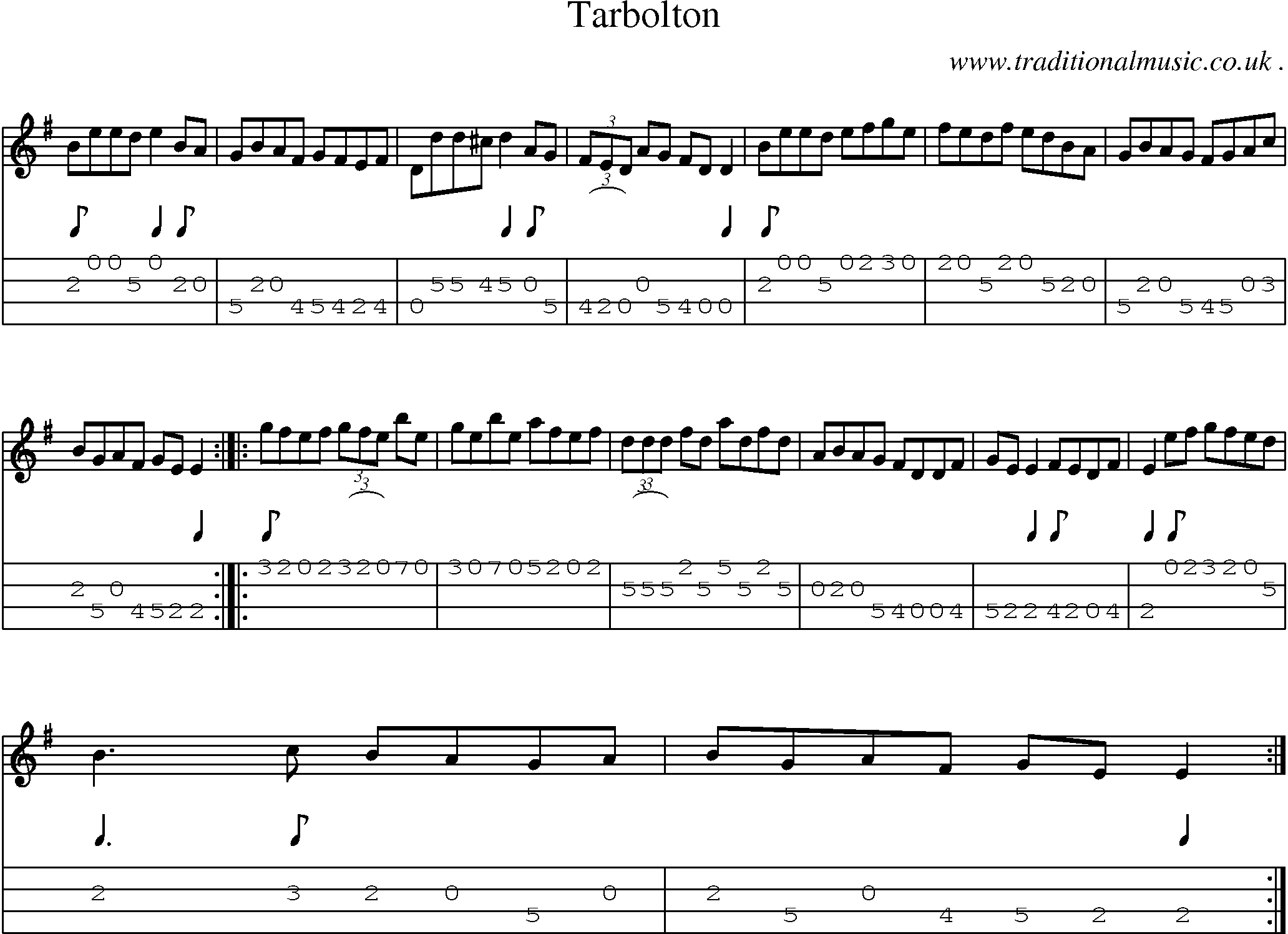 Sheet-Music and Mandolin Tabs for Tarbolton