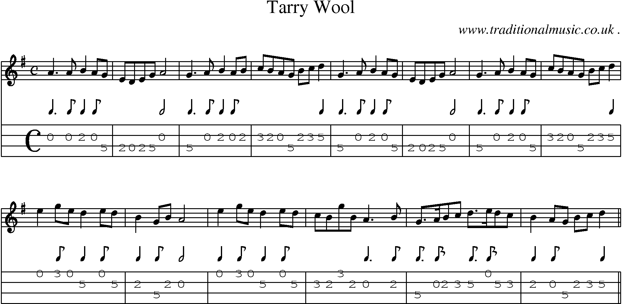Sheet-Music and Mandolin Tabs for Tarry Wool