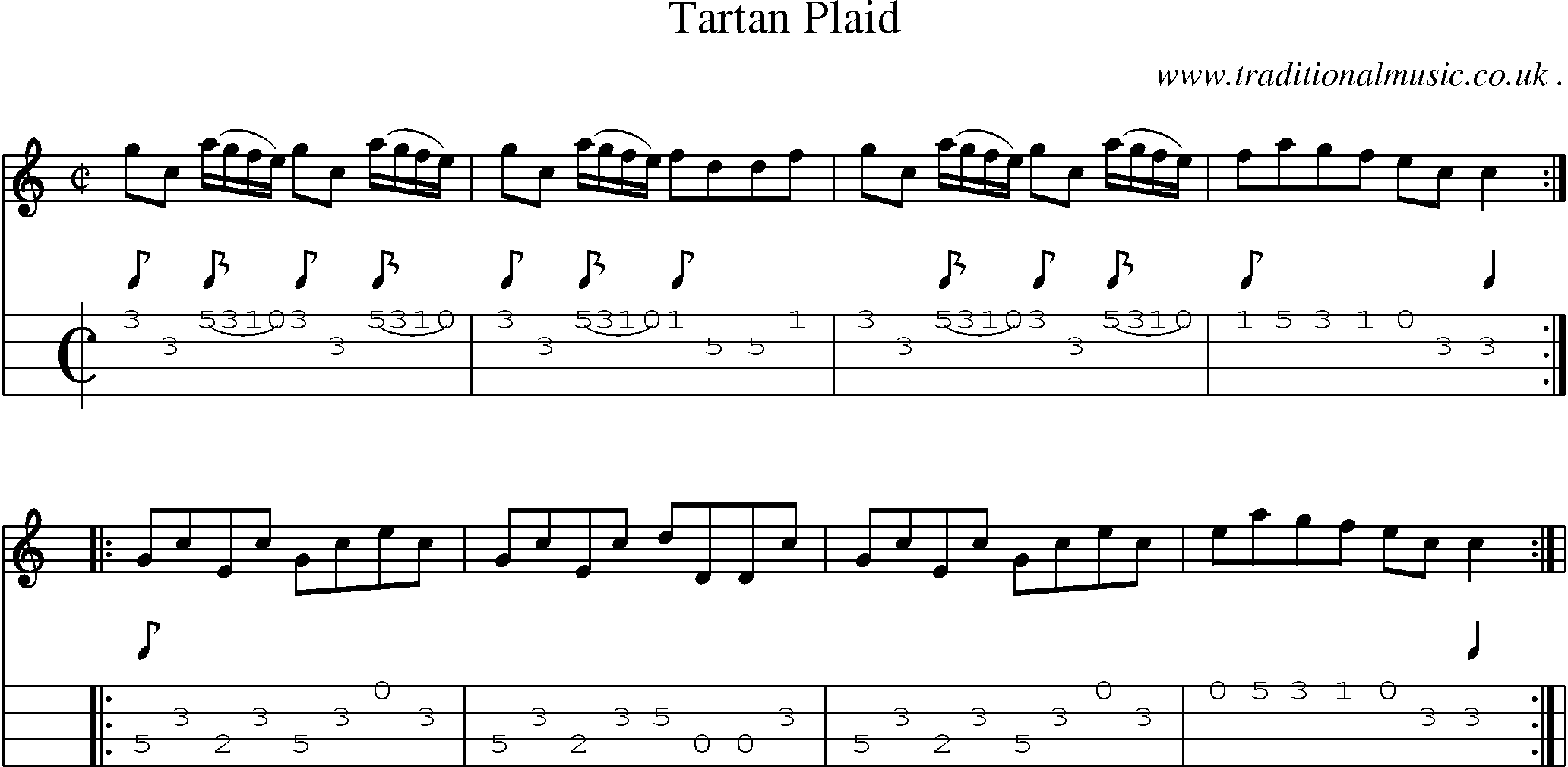 Sheet-Music and Mandolin Tabs for Tartan Plaid