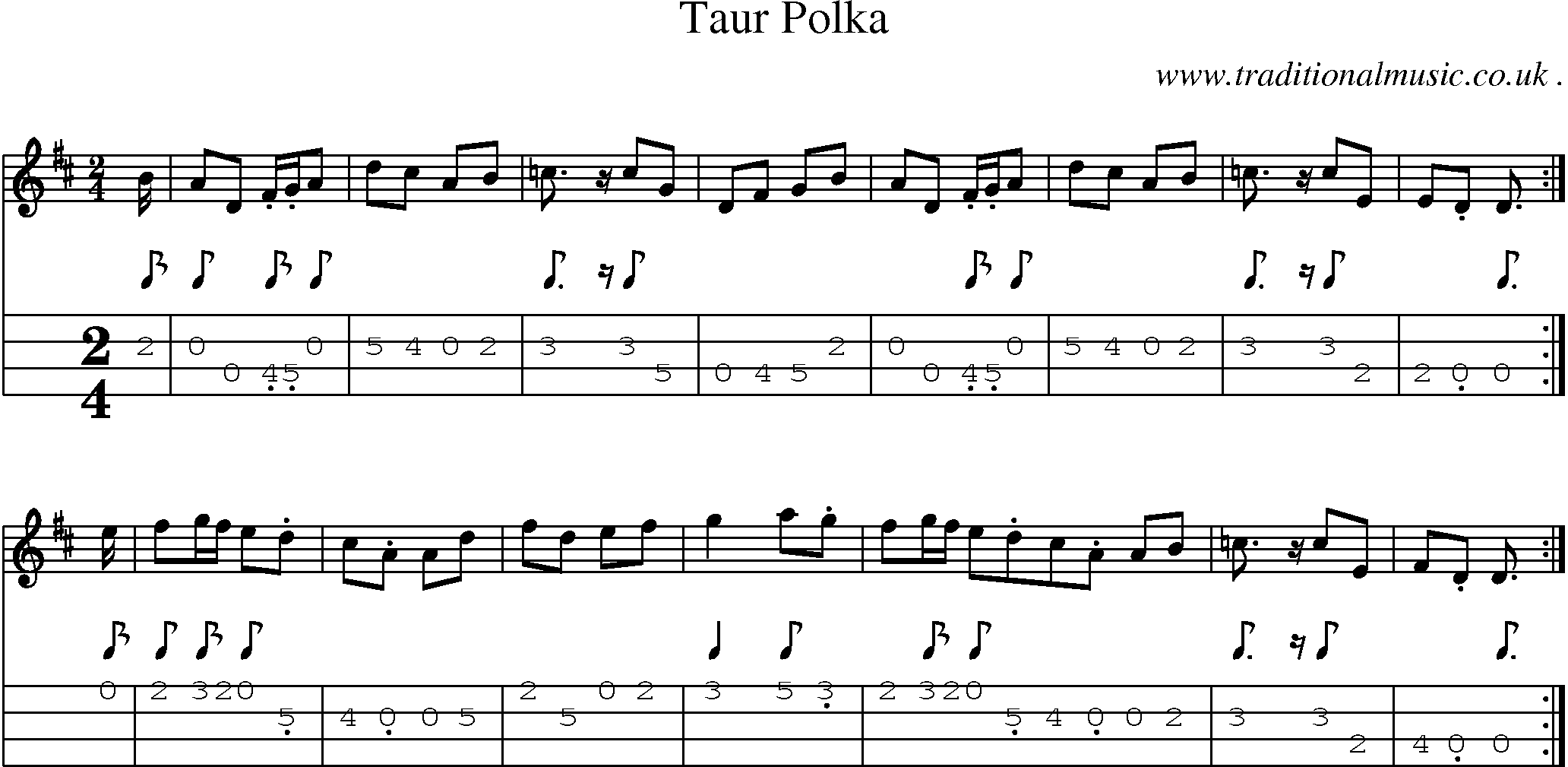 Sheet-Music and Mandolin Tabs for Taur Polka