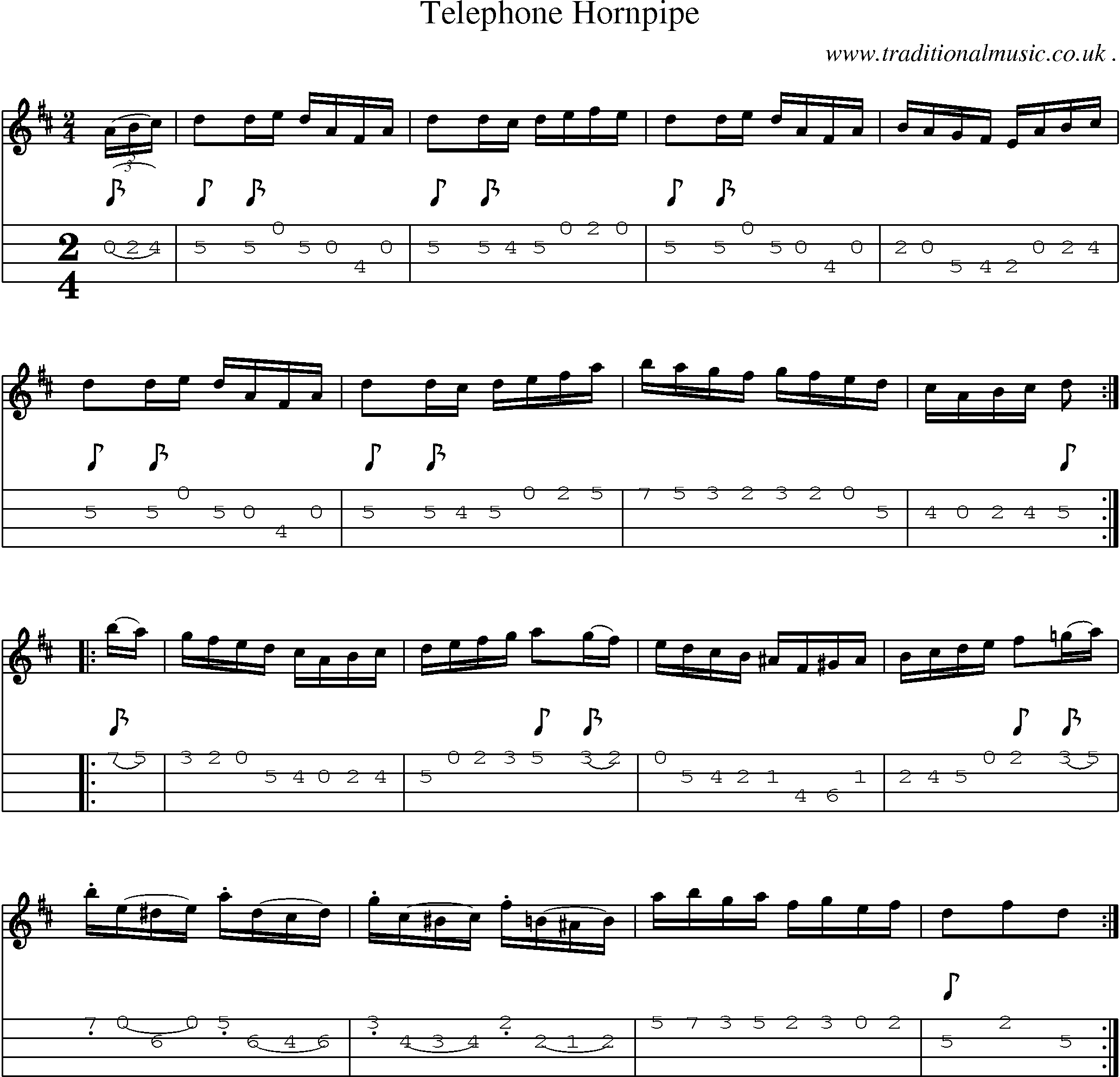 Sheet-Music and Mandolin Tabs for Telephone Hornpipe