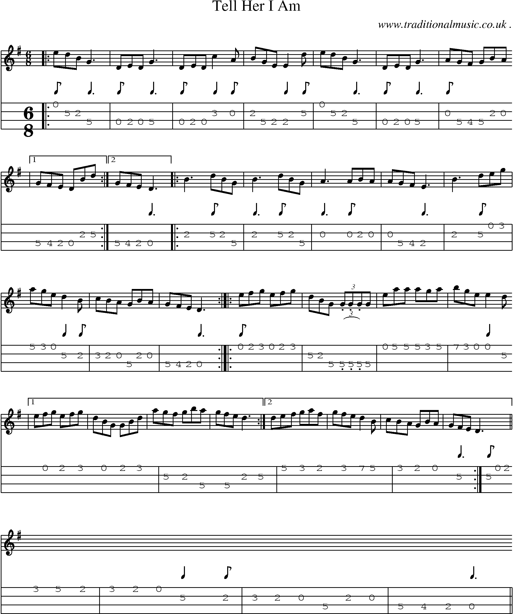 Sheet-Music and Mandolin Tabs for Tell Her I Am