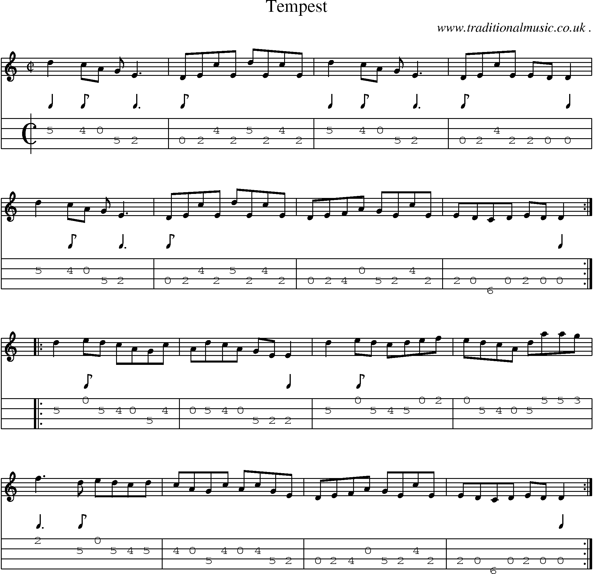 Sheet-Music and Mandolin Tabs for Tempest