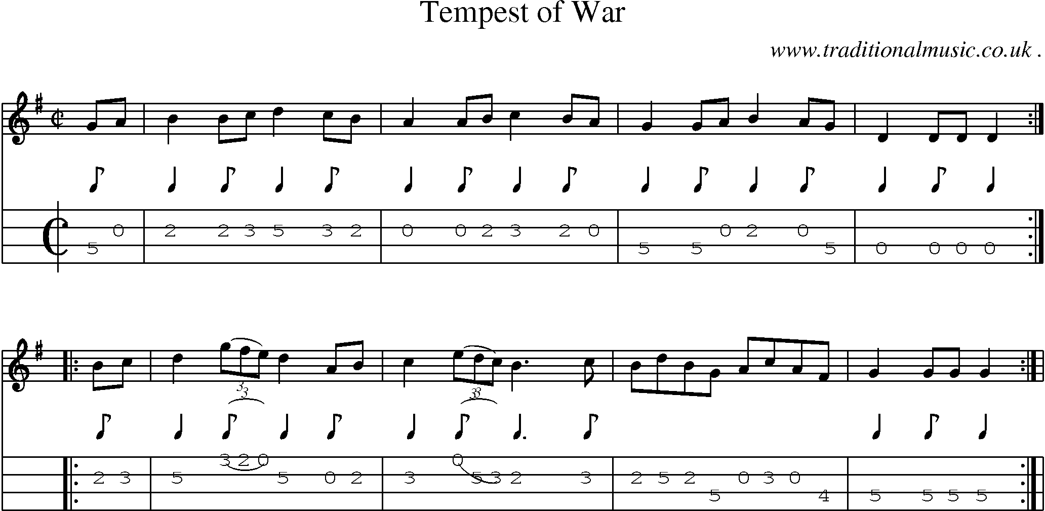 Sheet-Music and Mandolin Tabs for Tempest Of War