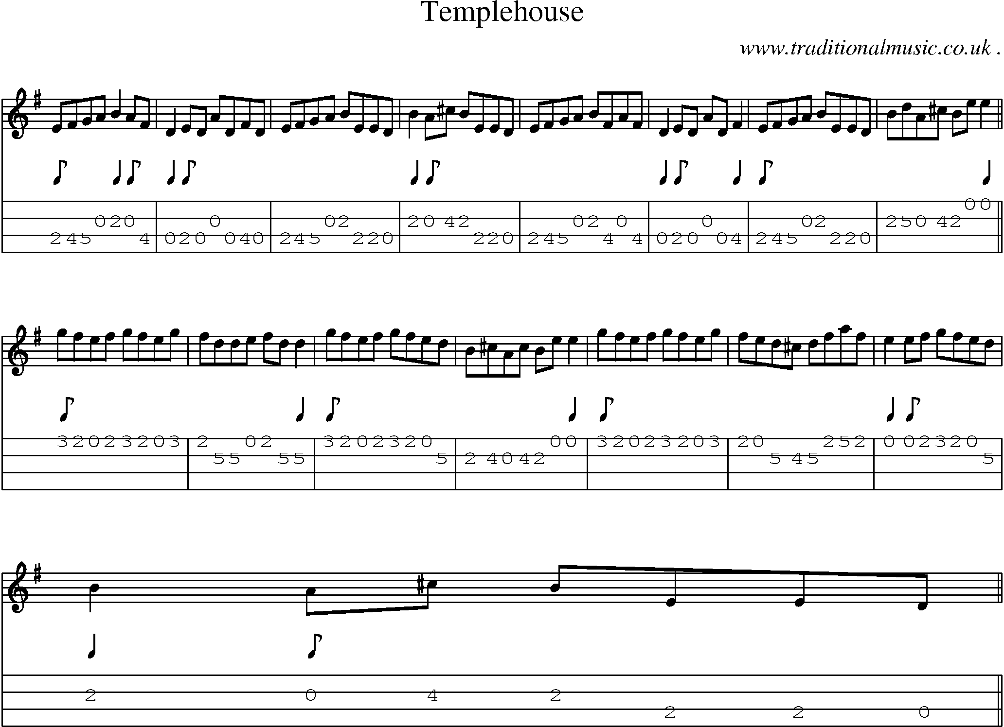 Sheet-Music and Mandolin Tabs for Templehouse