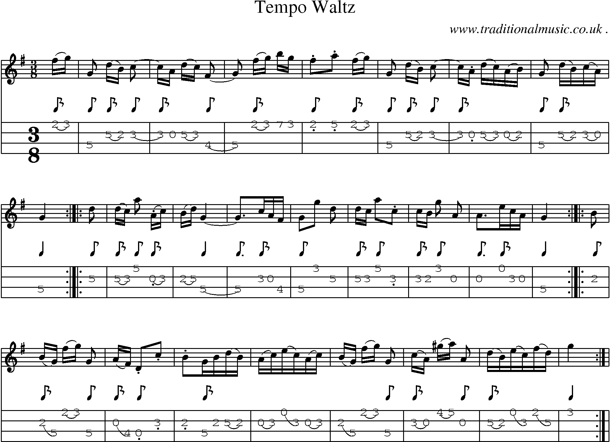 Sheet-Music and Mandolin Tabs for Tempo Waltz