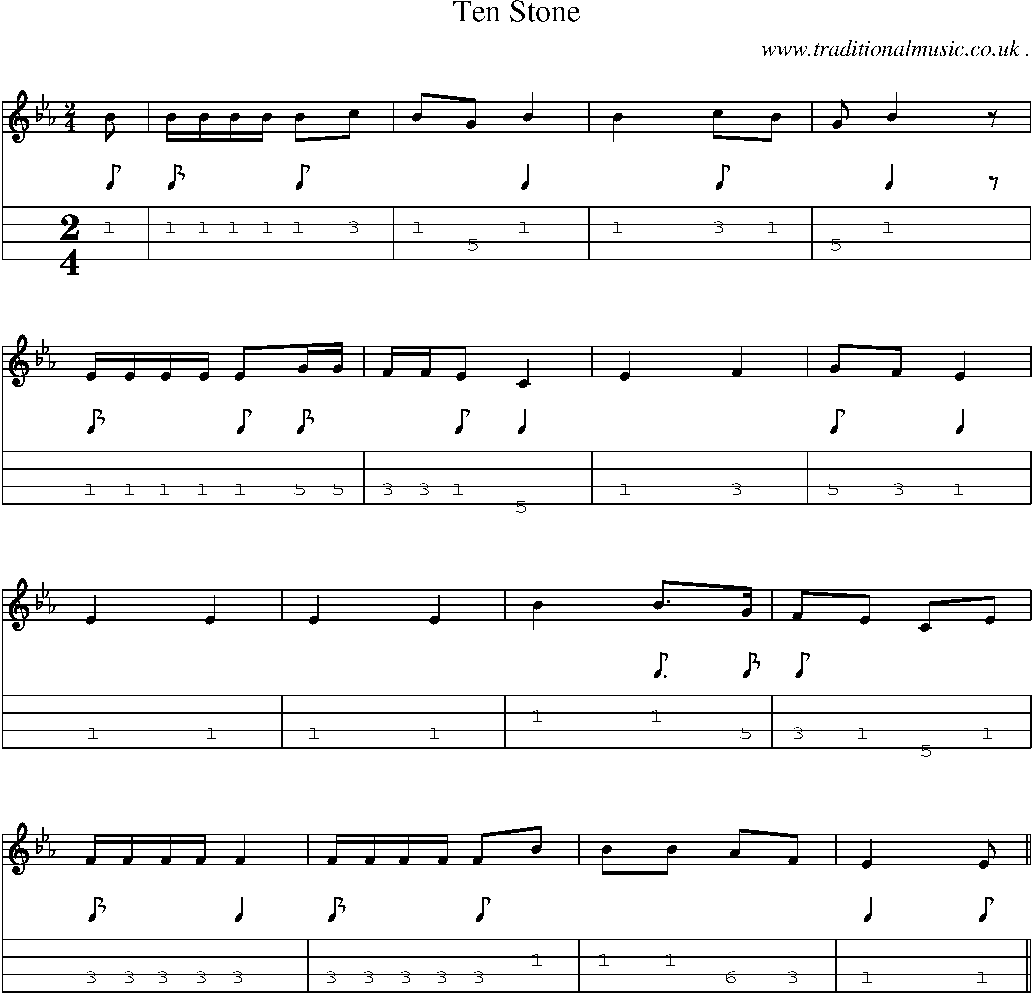 Sheet-Music and Mandolin Tabs for Ten Stone