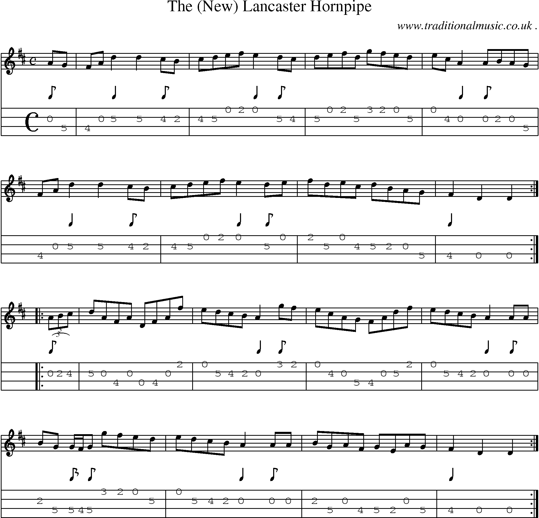 Sheet-Music and Mandolin Tabs for The (new) Lancaster Hornpipe