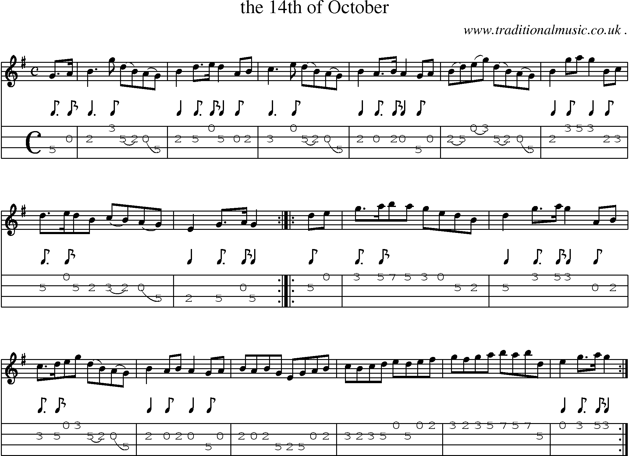 Sheet-Music and Mandolin Tabs for The 14th Of October