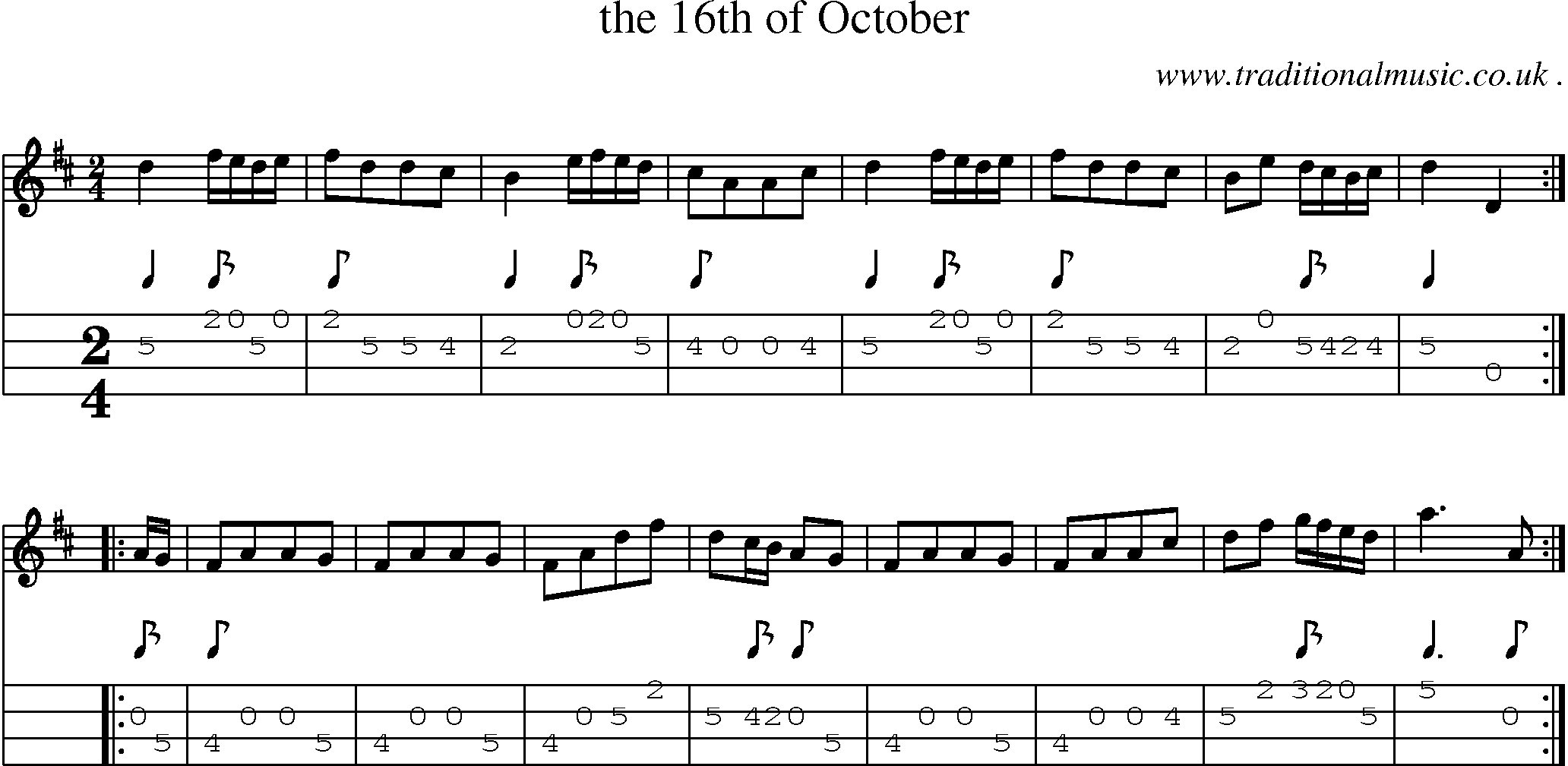 Sheet-Music and Mandolin Tabs for The 16th Of October
