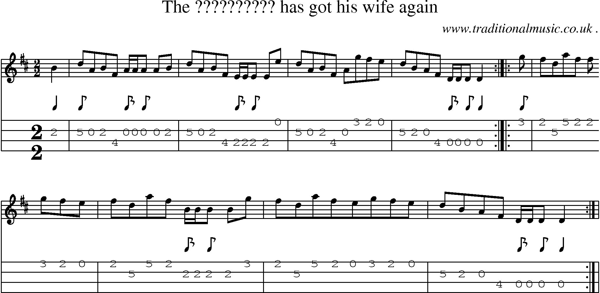 Sheet-Music and Mandolin Tabs for The  Has Got His Wife Again