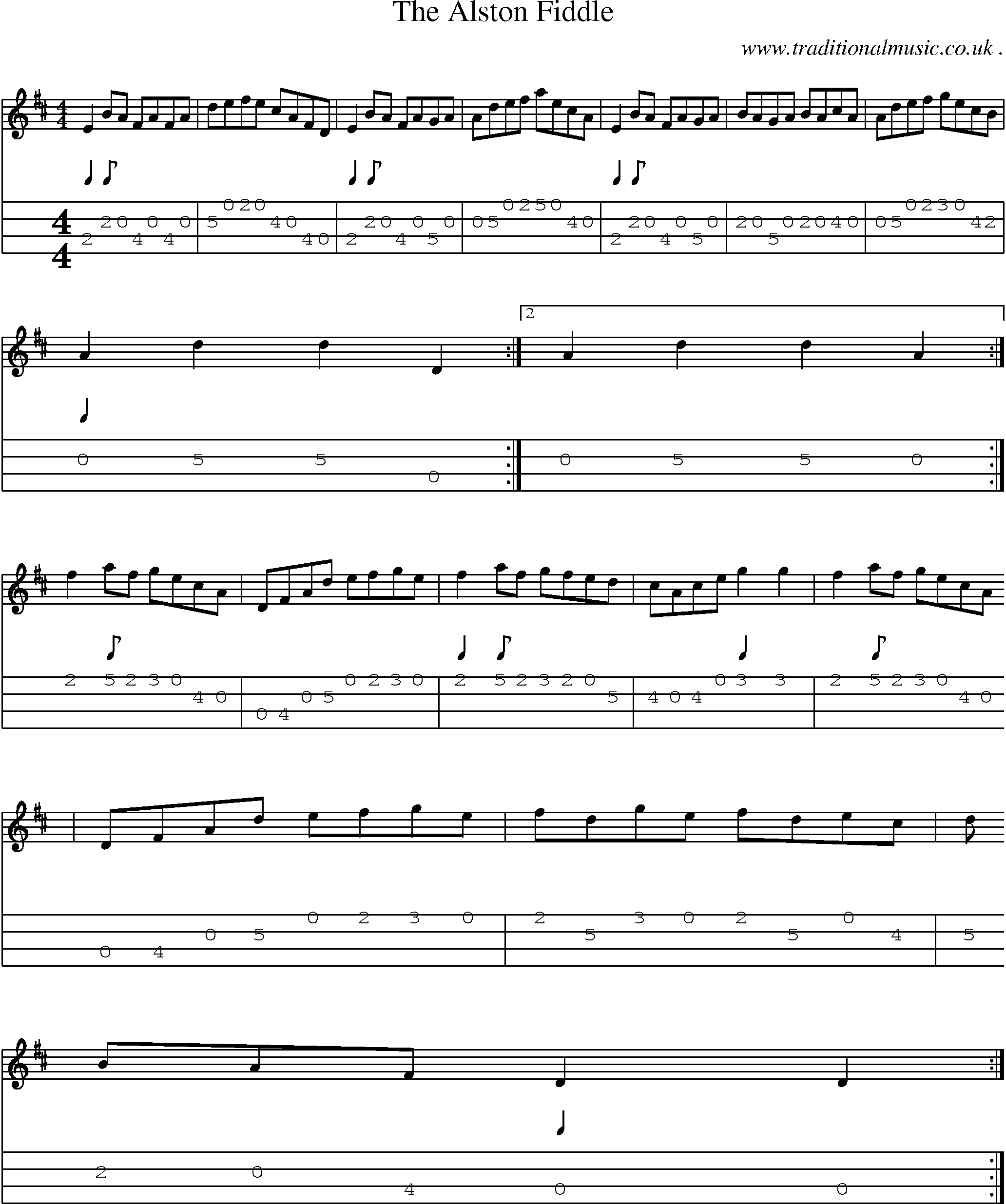 Sheet-Music and Mandolin Tabs for The Alston Fiddle