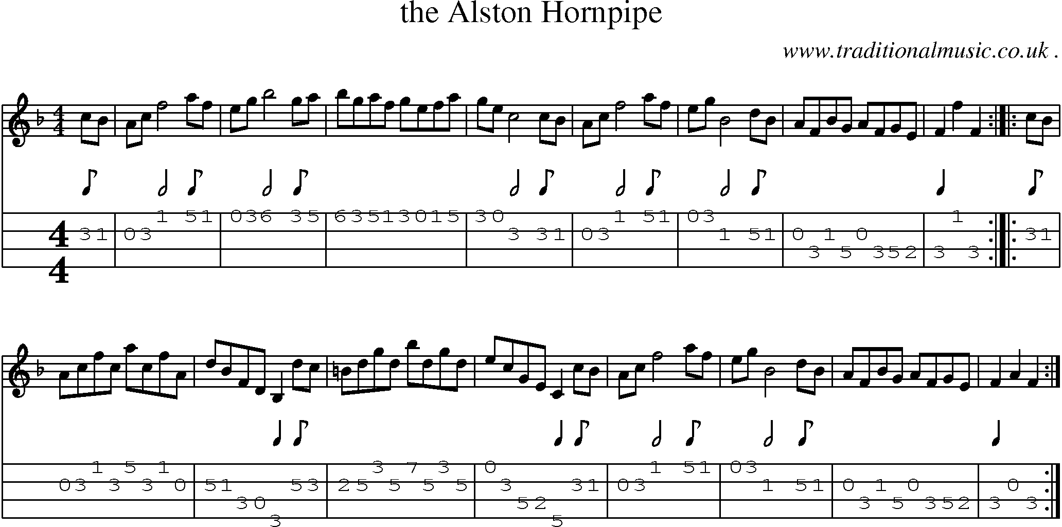 Sheet-Music and Mandolin Tabs for The Alston Hornpipe