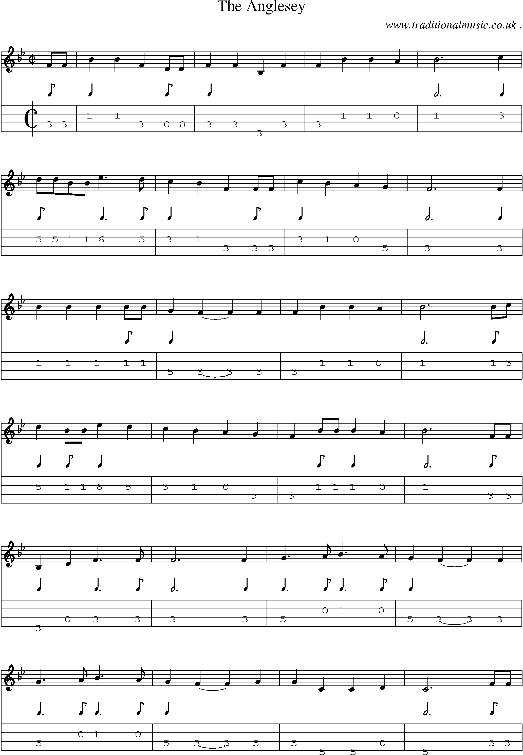 Sheet-Music and Mandolin Tabs for The Anglesey