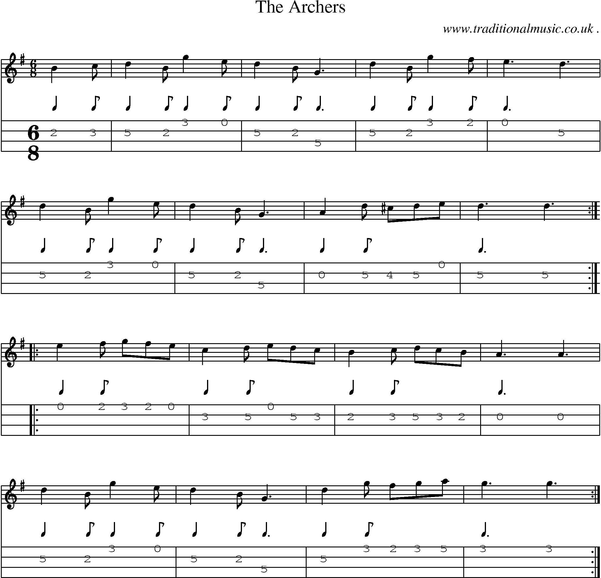 Sheet-Music and Mandolin Tabs for The Archers