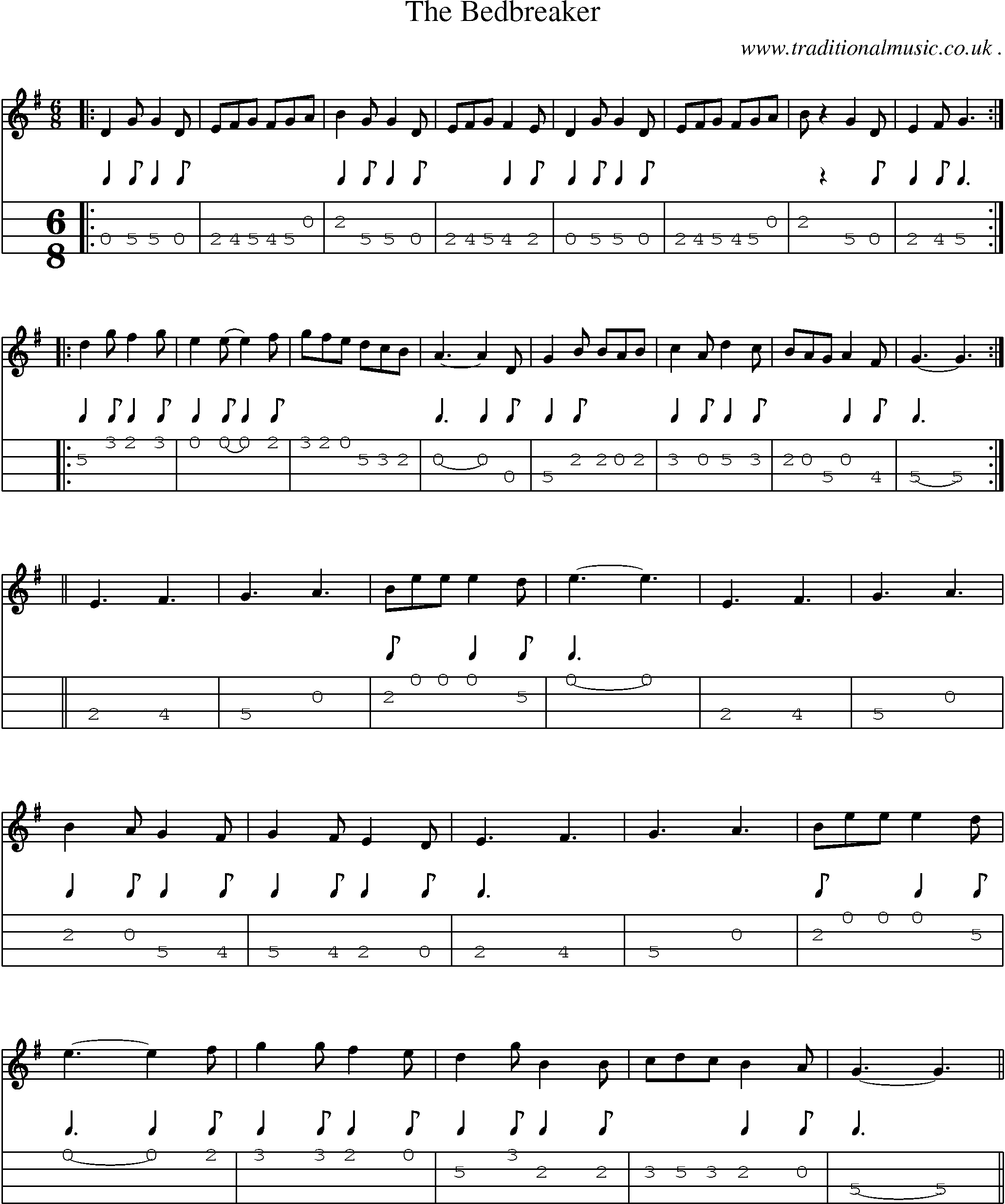 Sheet-Music and Mandolin Tabs for The Bedbreaker