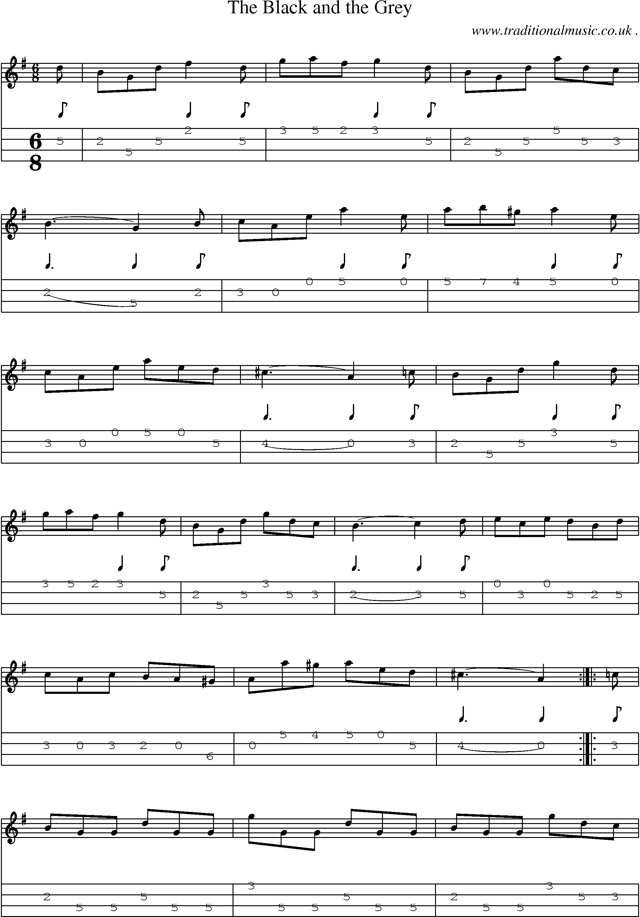 Sheet-Music and Mandolin Tabs for The Black And The Grey