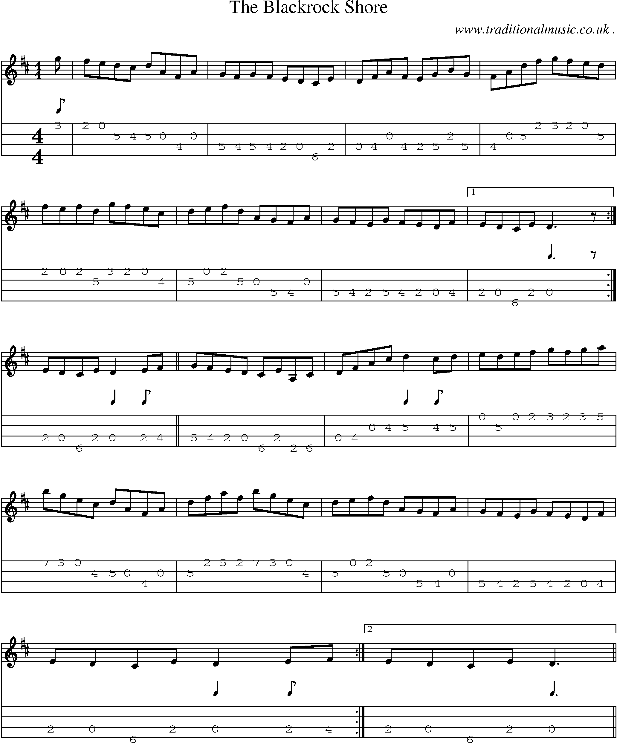 Sheet-Music and Mandolin Tabs for The Blackrock Shore