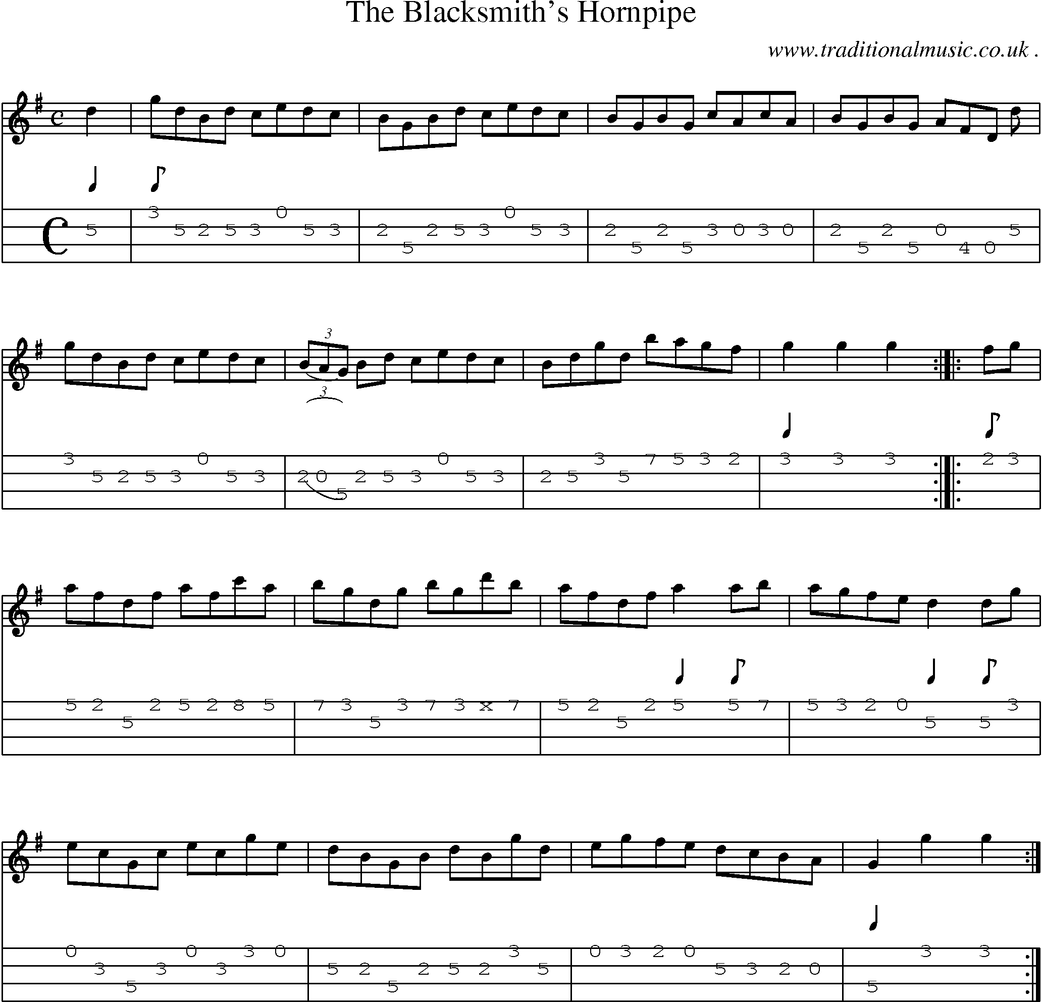 Sheet-Music and Mandolin Tabs for The Blacksmiths Hornpipe