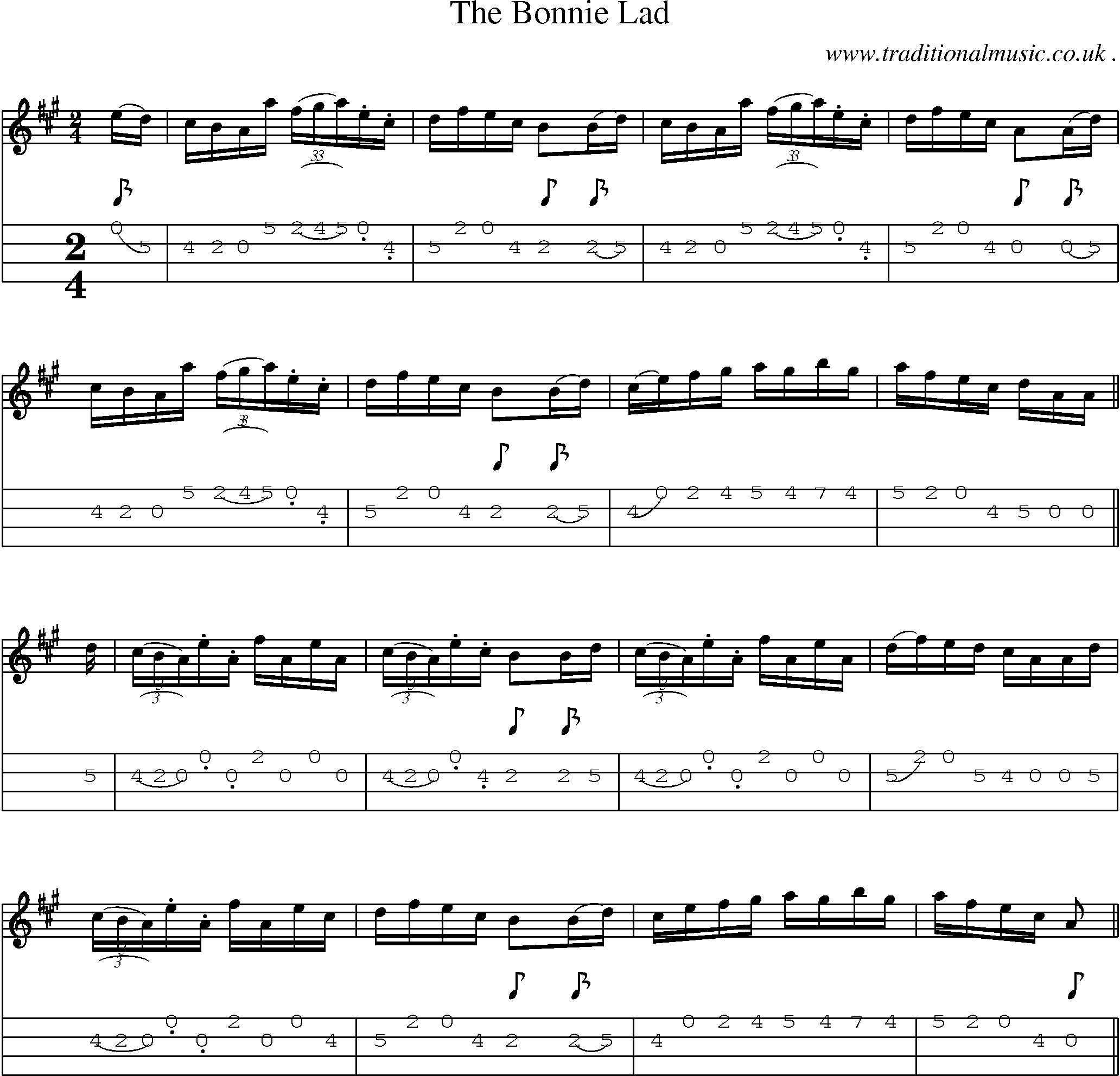 Sheet-Music and Mandolin Tabs for The Bonnie Lad