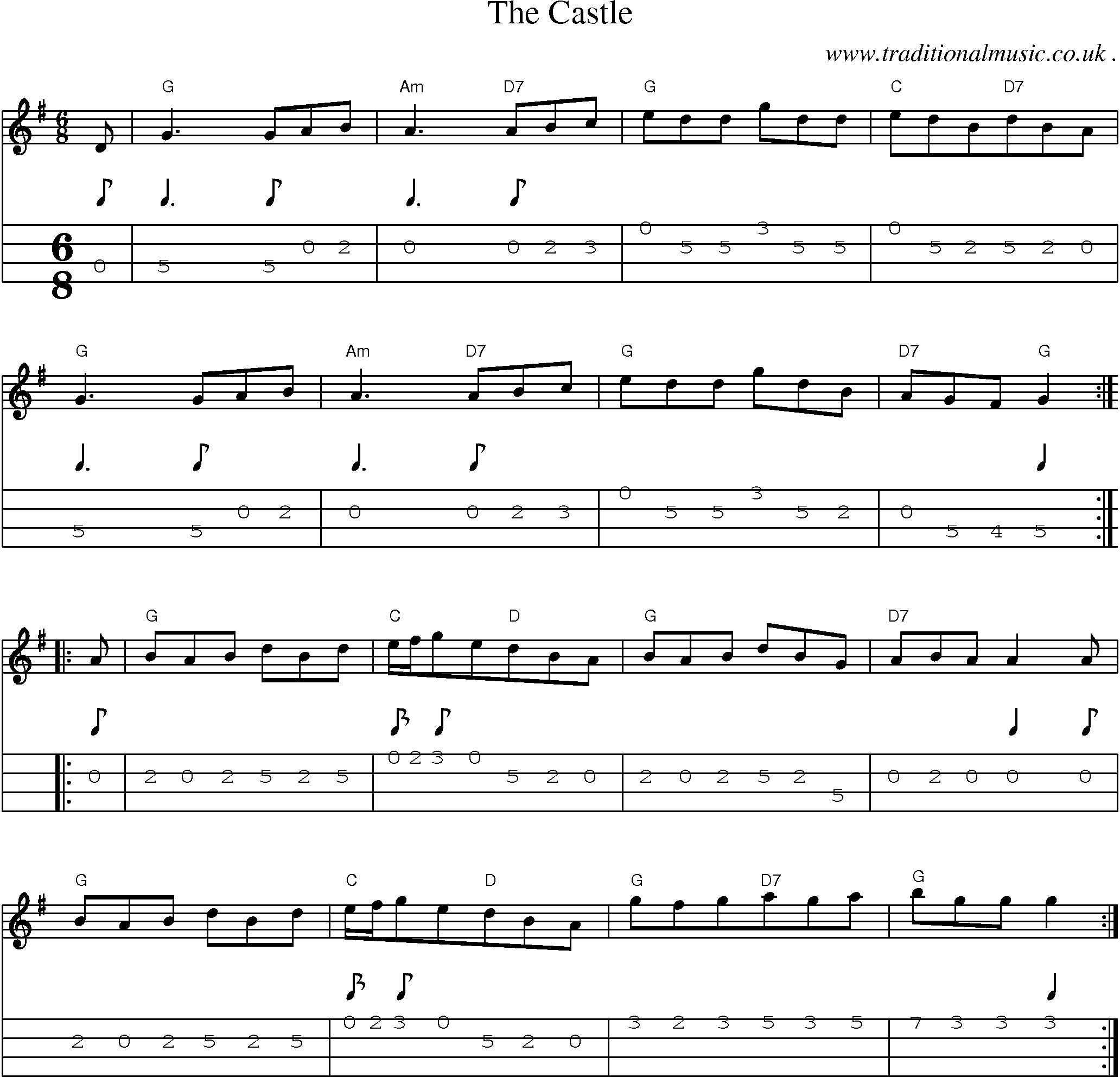 Sheet-Music and Mandolin Tabs for The Castle