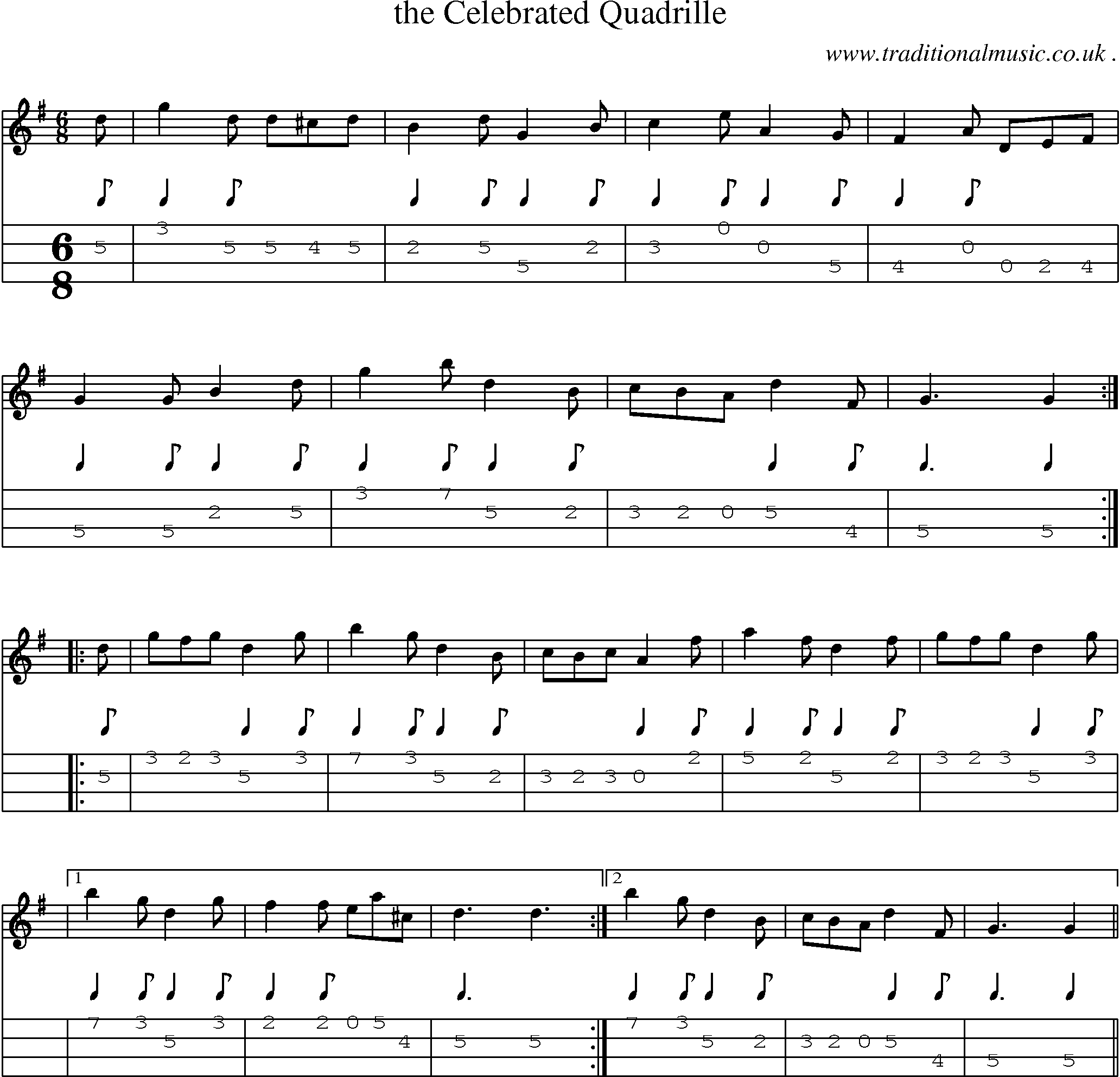 Sheet-Music and Mandolin Tabs for The Celebrated Quadrille
