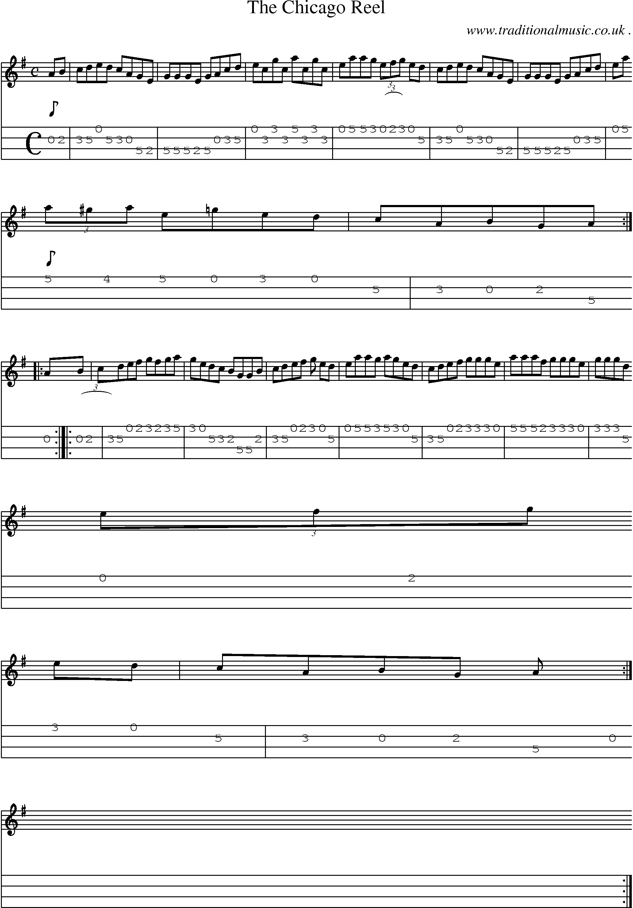 Sheet-Music and Mandolin Tabs for The Chicago Reel