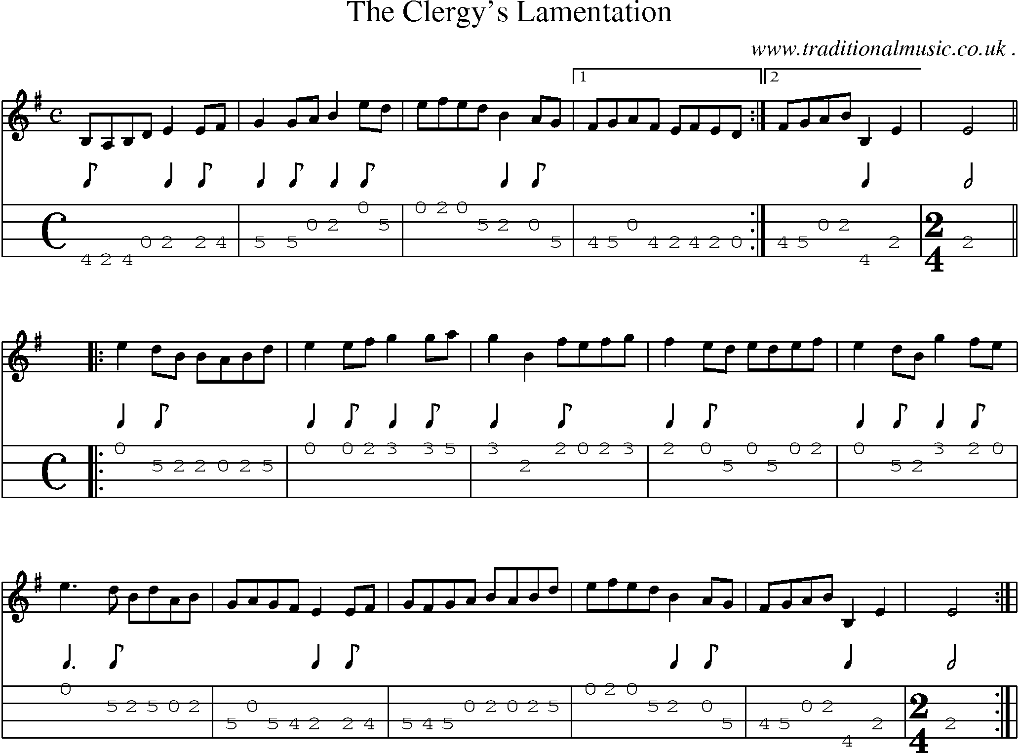 Sheet-Music and Mandolin Tabs for The Clergys Lamentation