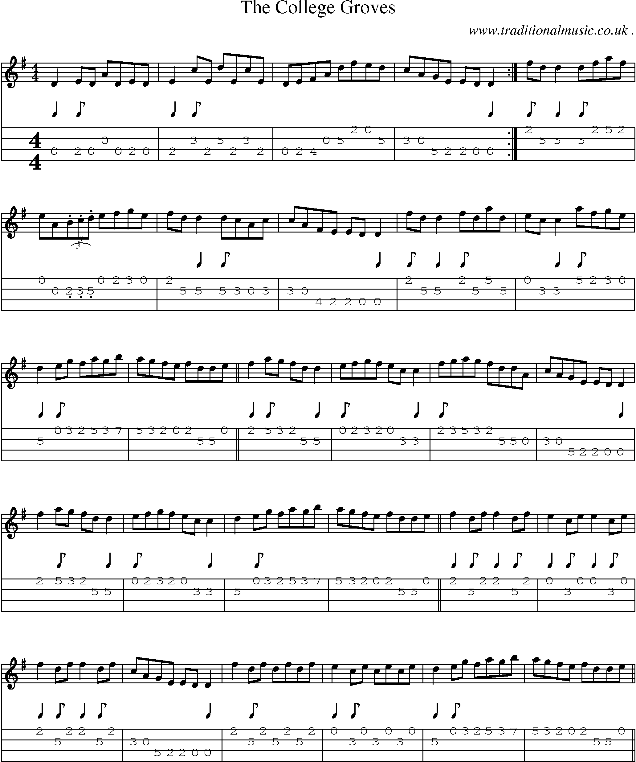 Sheet-Music and Mandolin Tabs for The College Groves