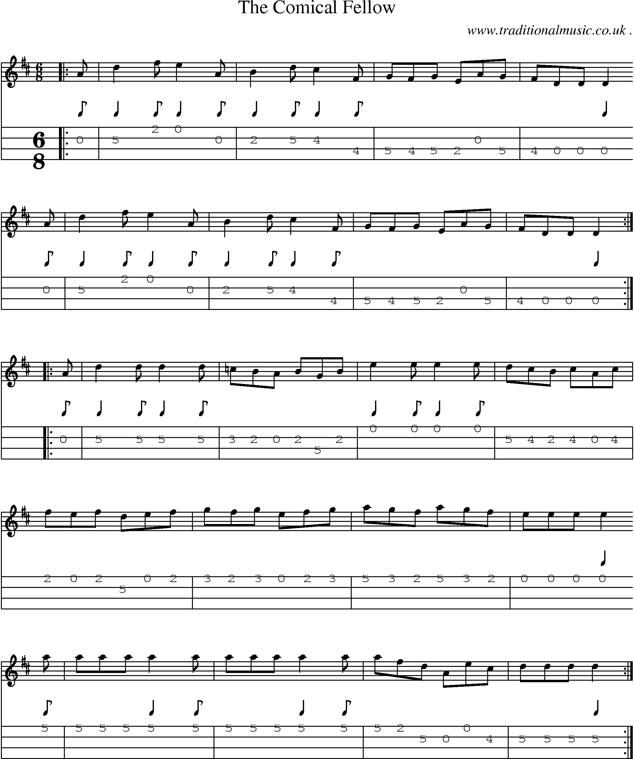 Sheet-Music and Mandolin Tabs for The Comical Fellow