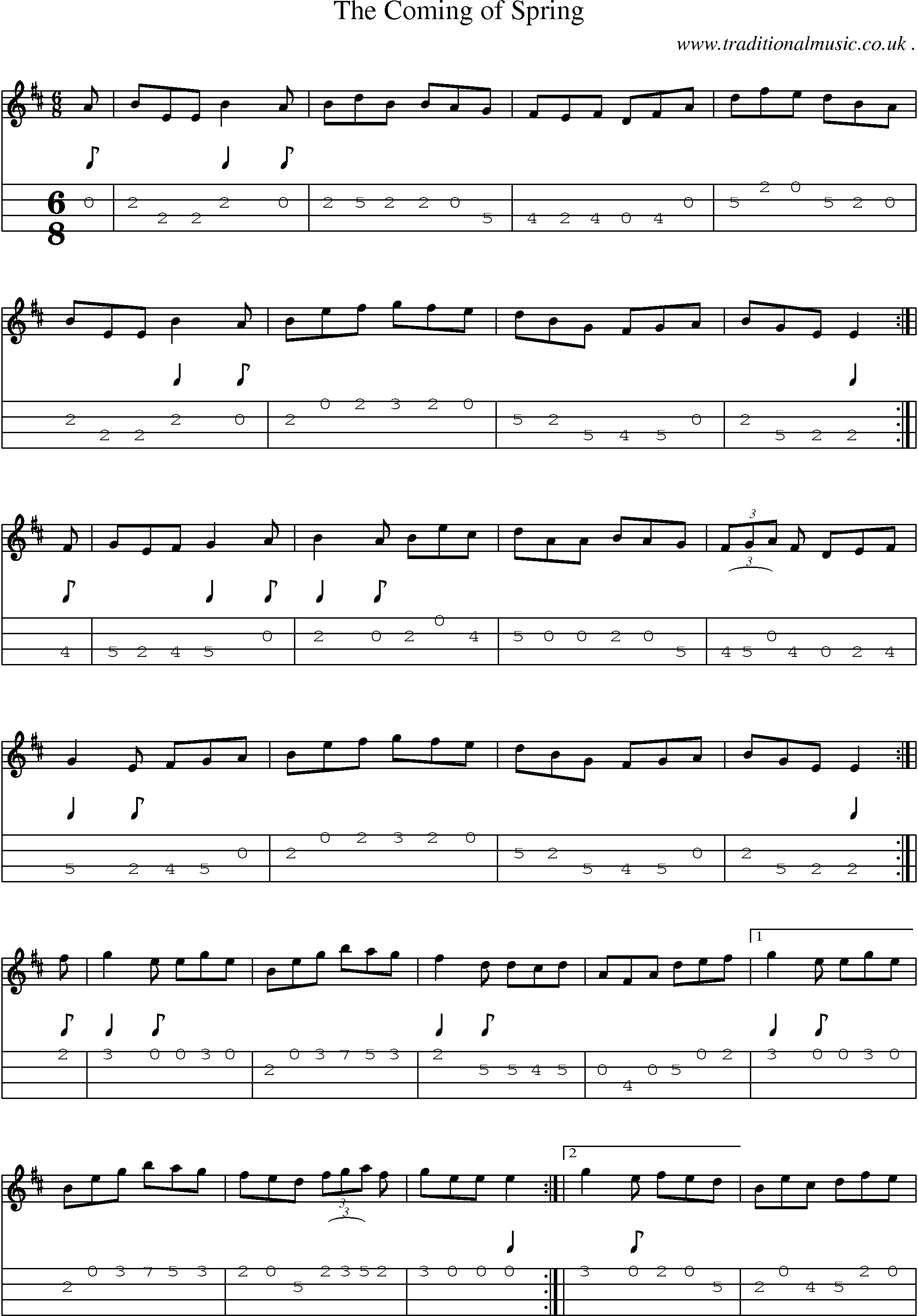 Sheet-Music and Mandolin Tabs for The Coming Of Spring