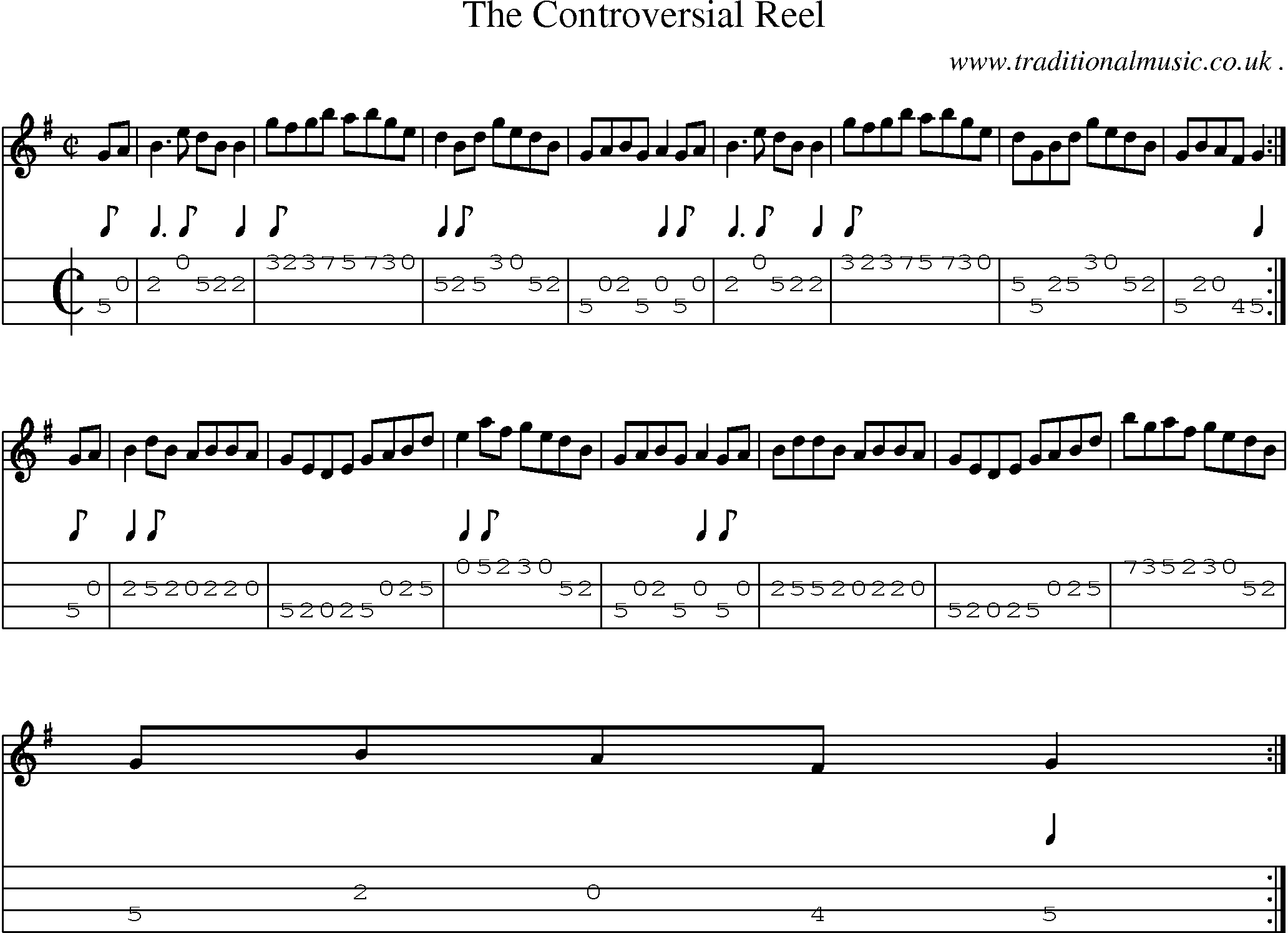 Sheet-Music and Mandolin Tabs for The Controversial Reel