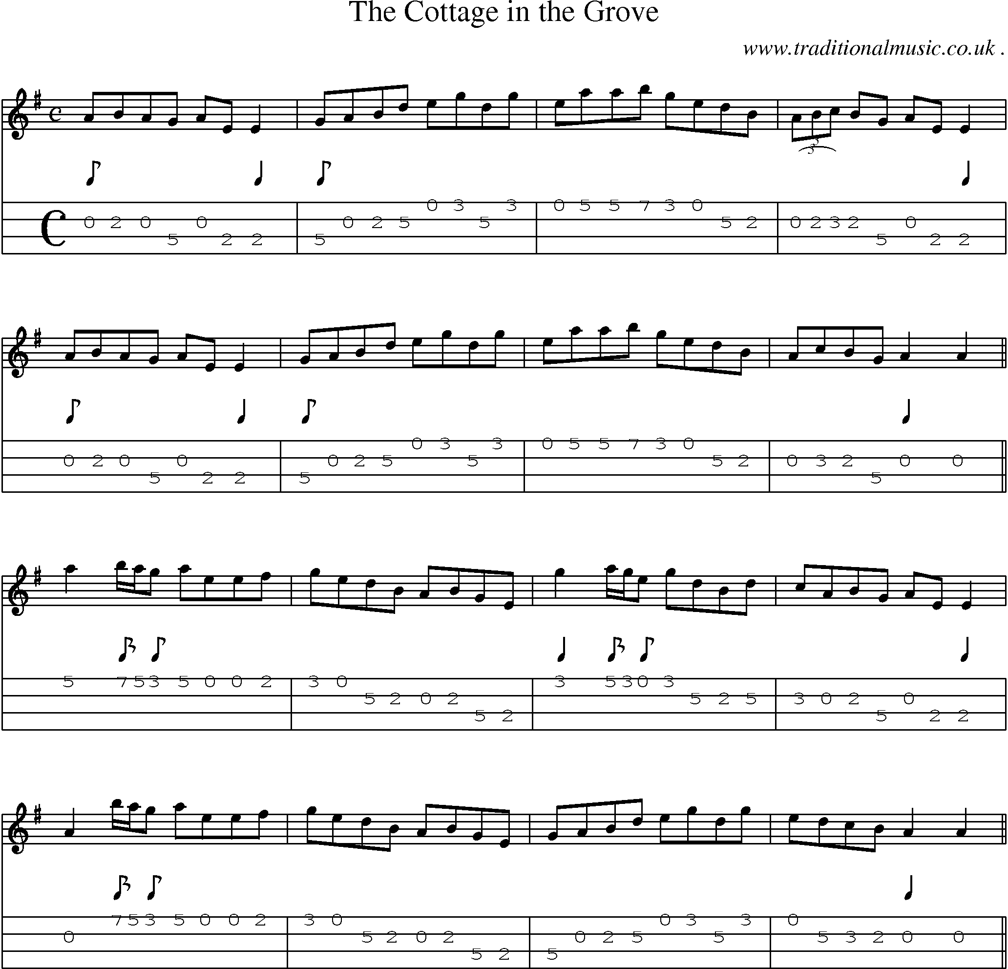 Sheet-Music and Mandolin Tabs for The Cottage In The Grove