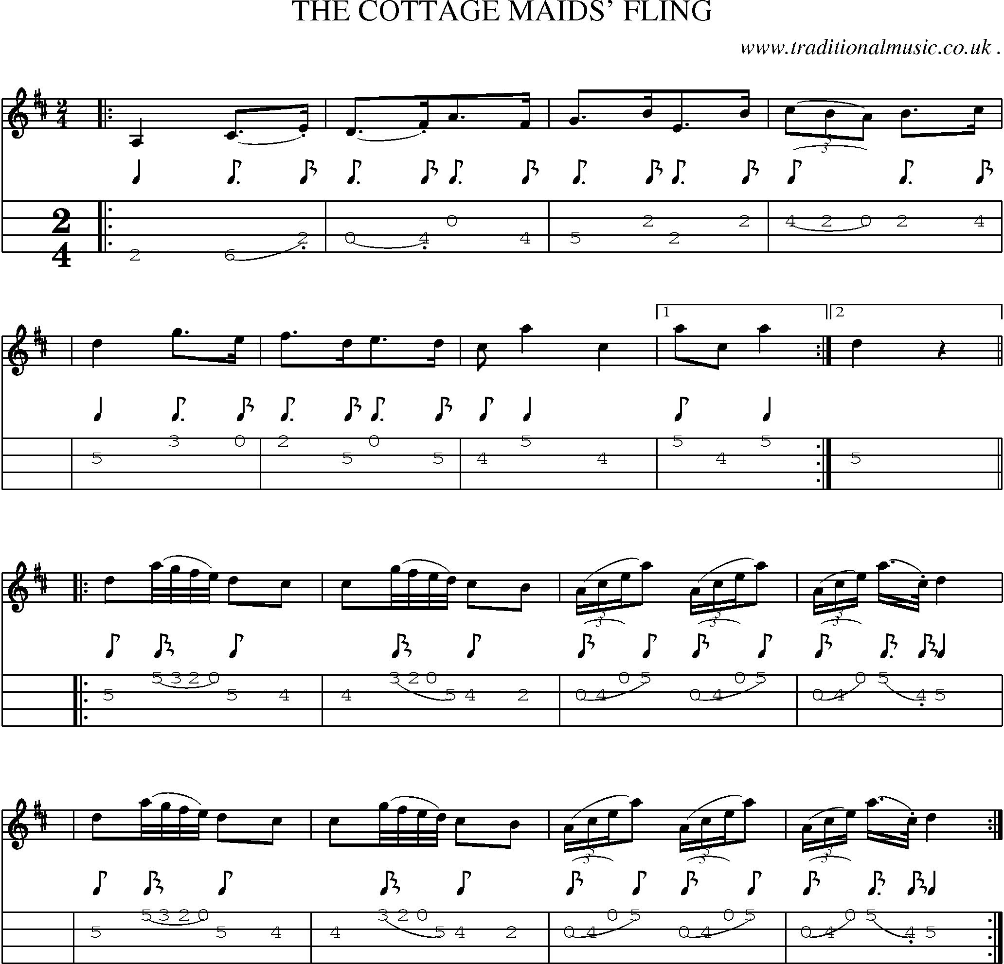 Sheet-Music and Mandolin Tabs for The Cottage Maids Fling