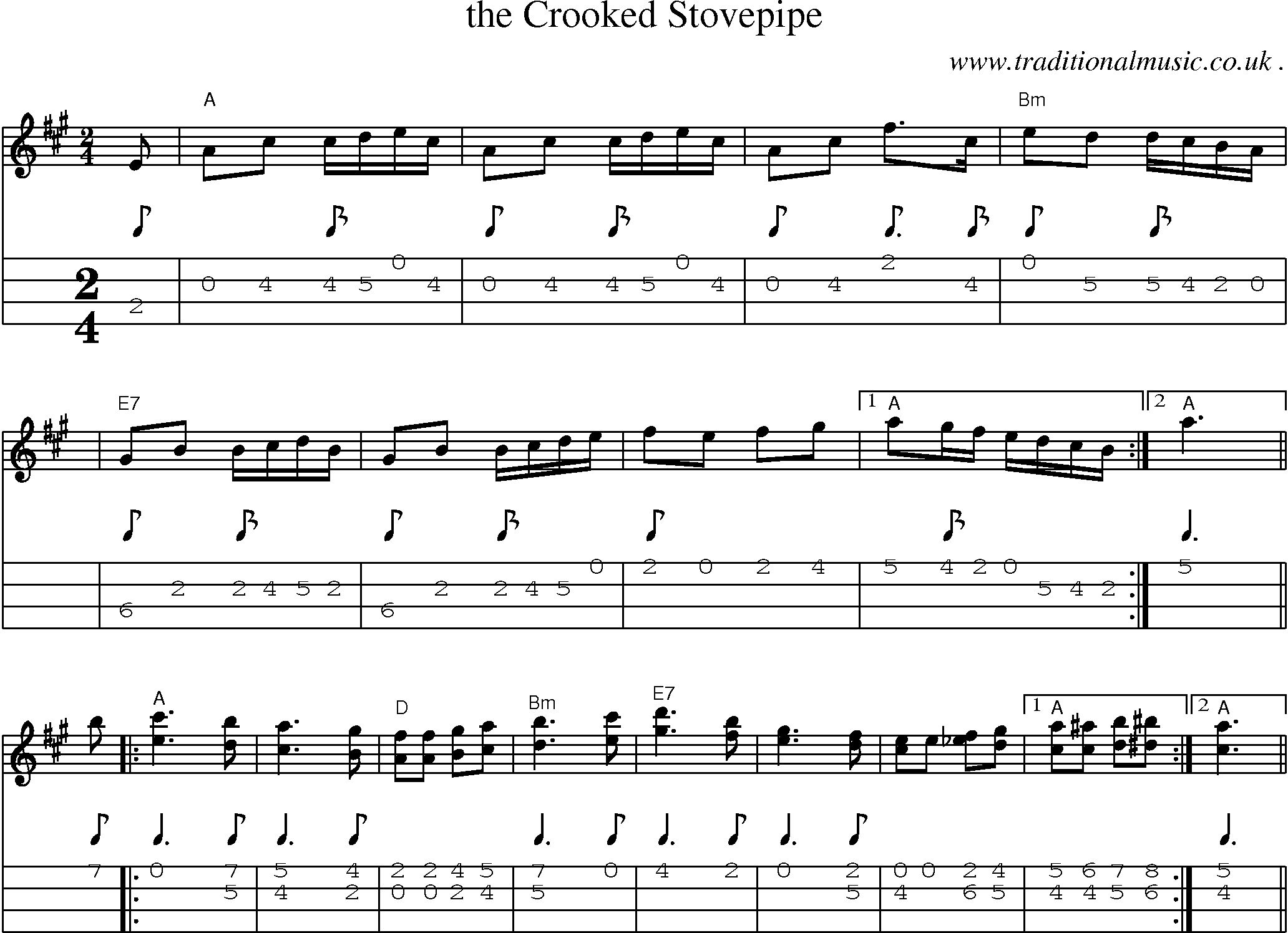 Sheet-Music and Mandolin Tabs for The Crooked Stovepipe
