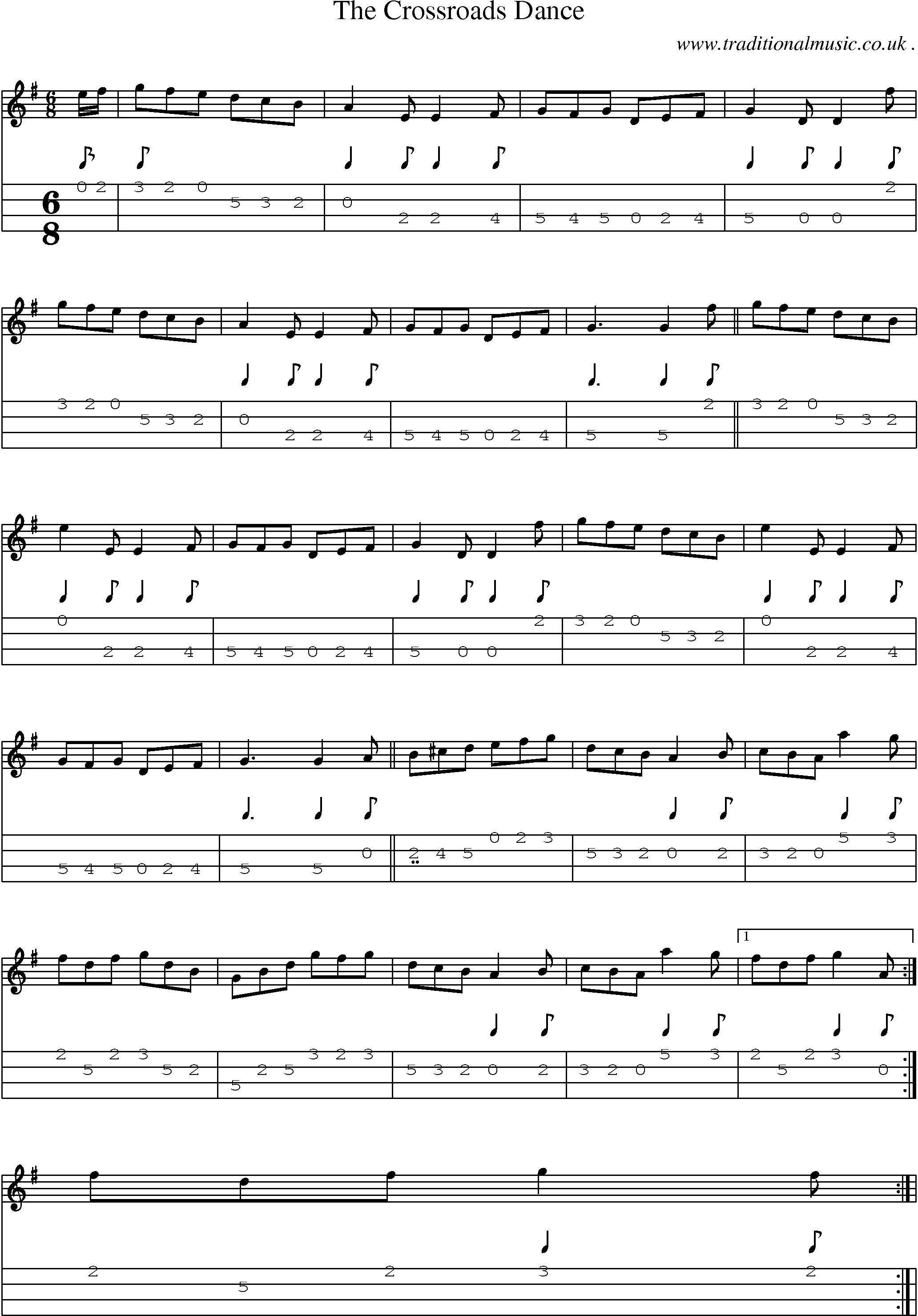 Sheet-Music and Mandolin Tabs for The Crossroads Dance