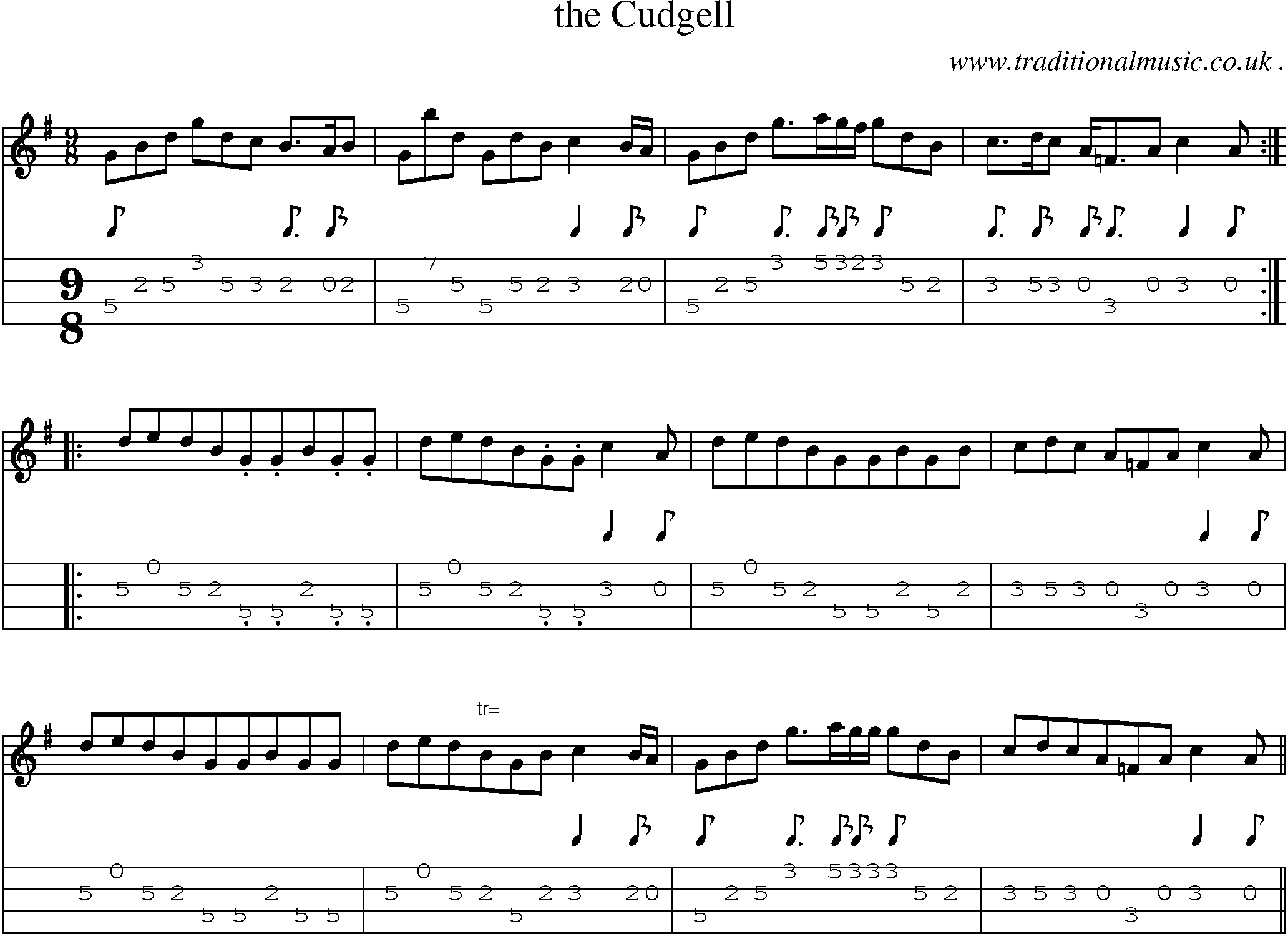 Sheet-Music and Mandolin Tabs for The Cudgell