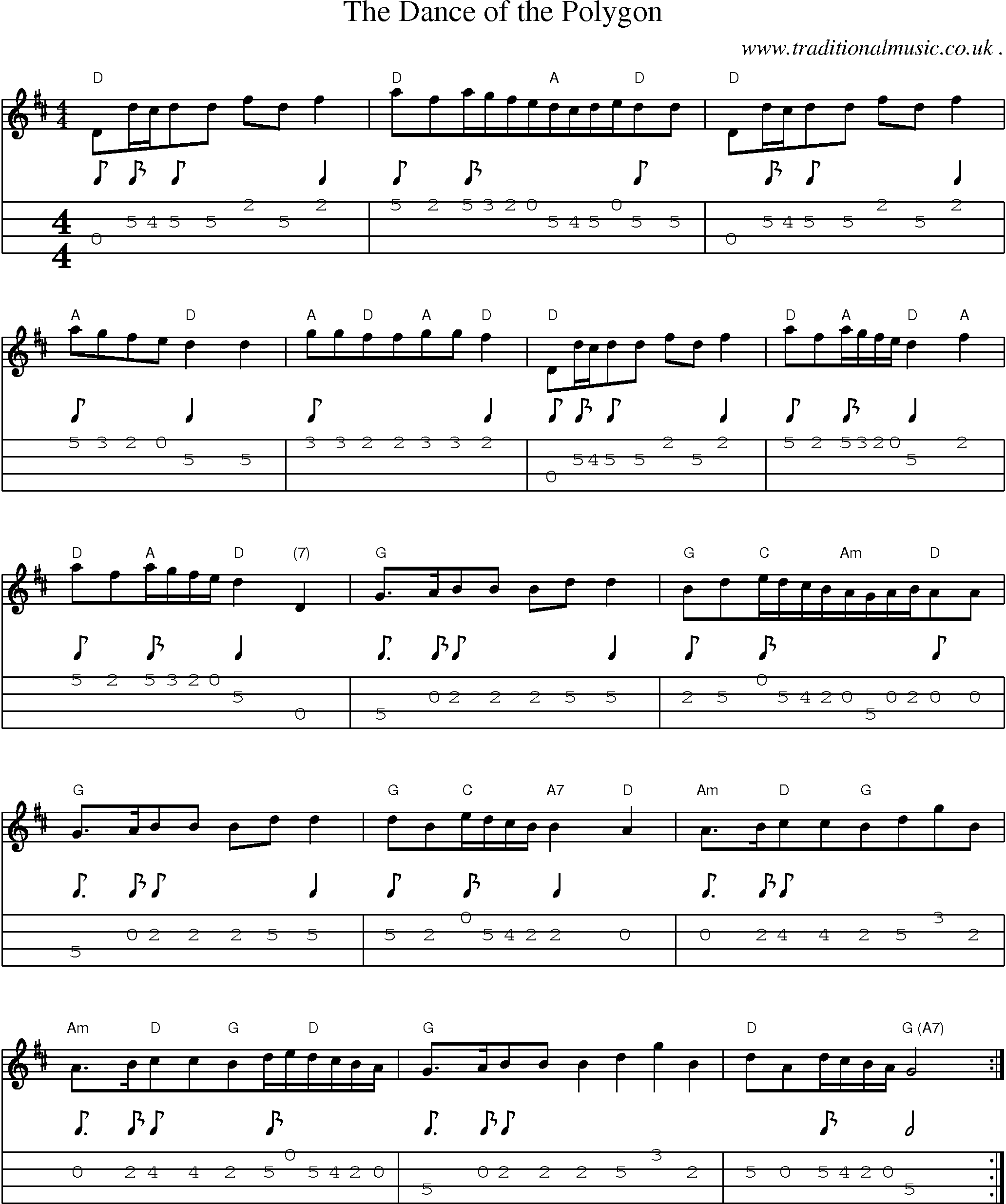 Sheet-Music and Mandolin Tabs for The Dance Of The Polygon