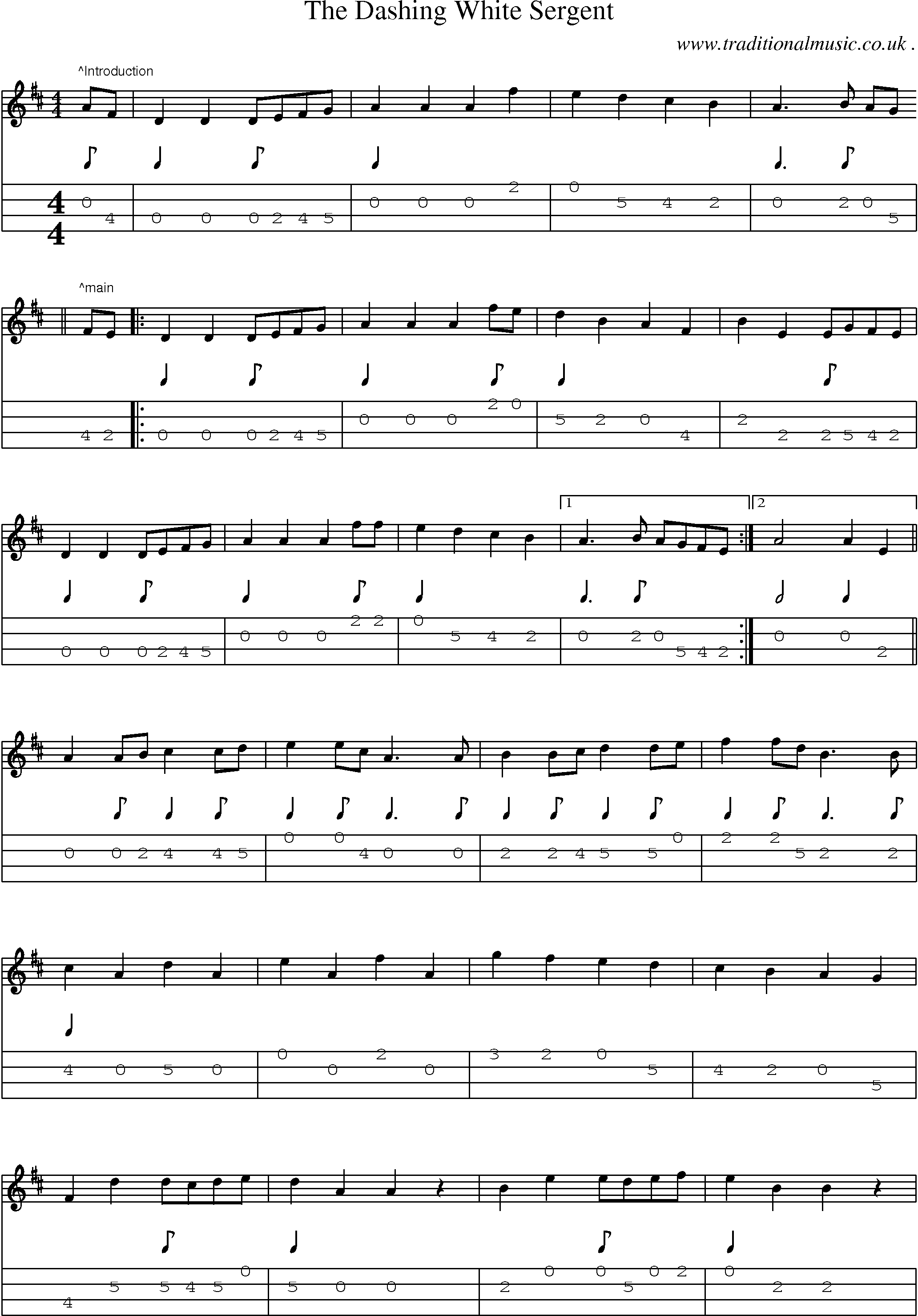 Sheet-Music and Mandolin Tabs for The Dashing White Sergent