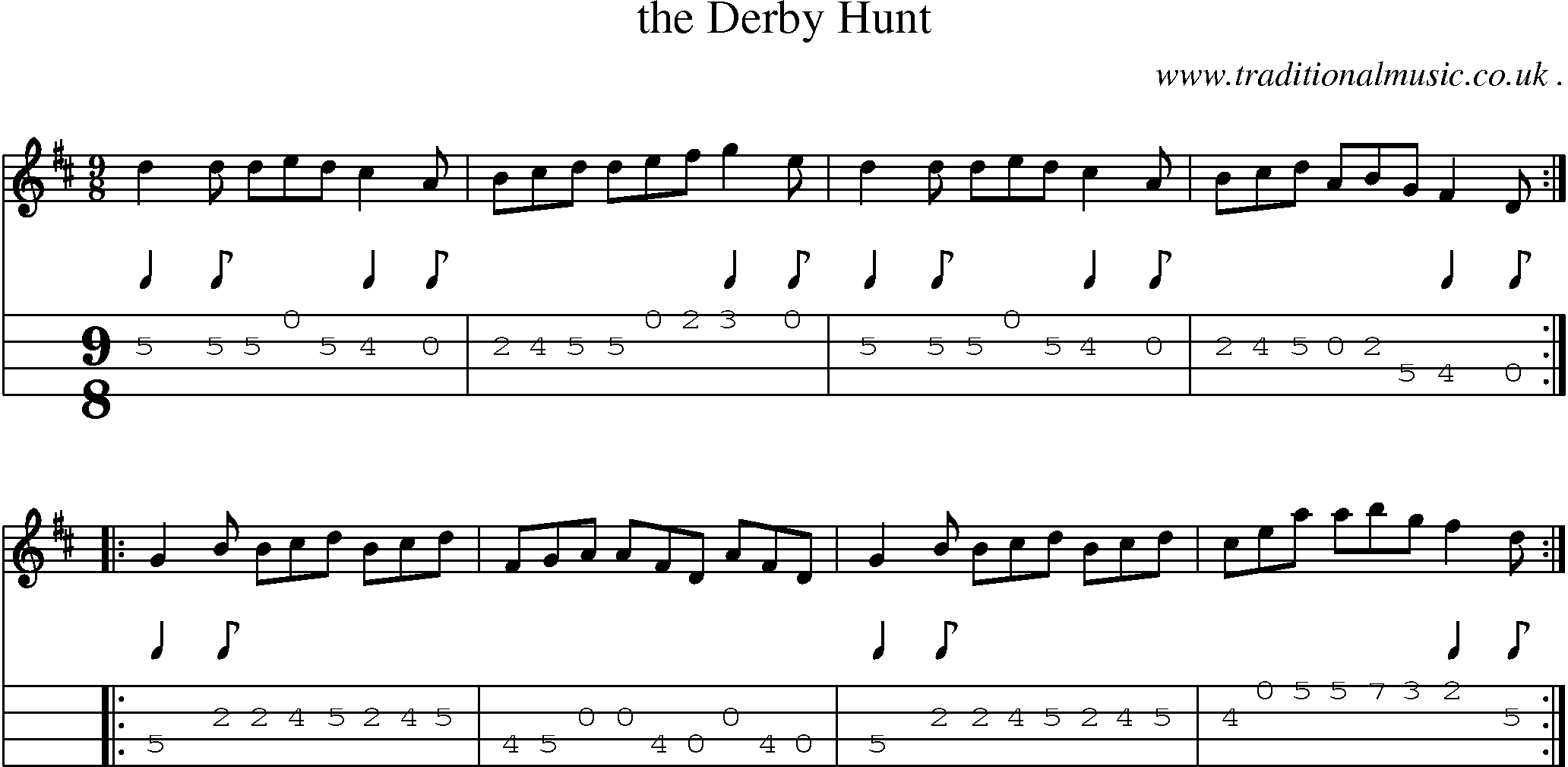 Sheet-Music and Mandolin Tabs for The Derby Hunt