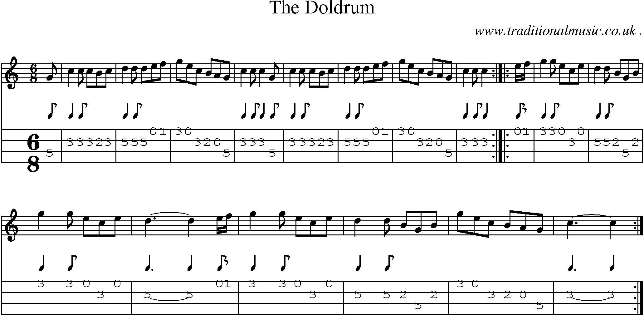 Sheet-Music and Mandolin Tabs for The Doldrum
