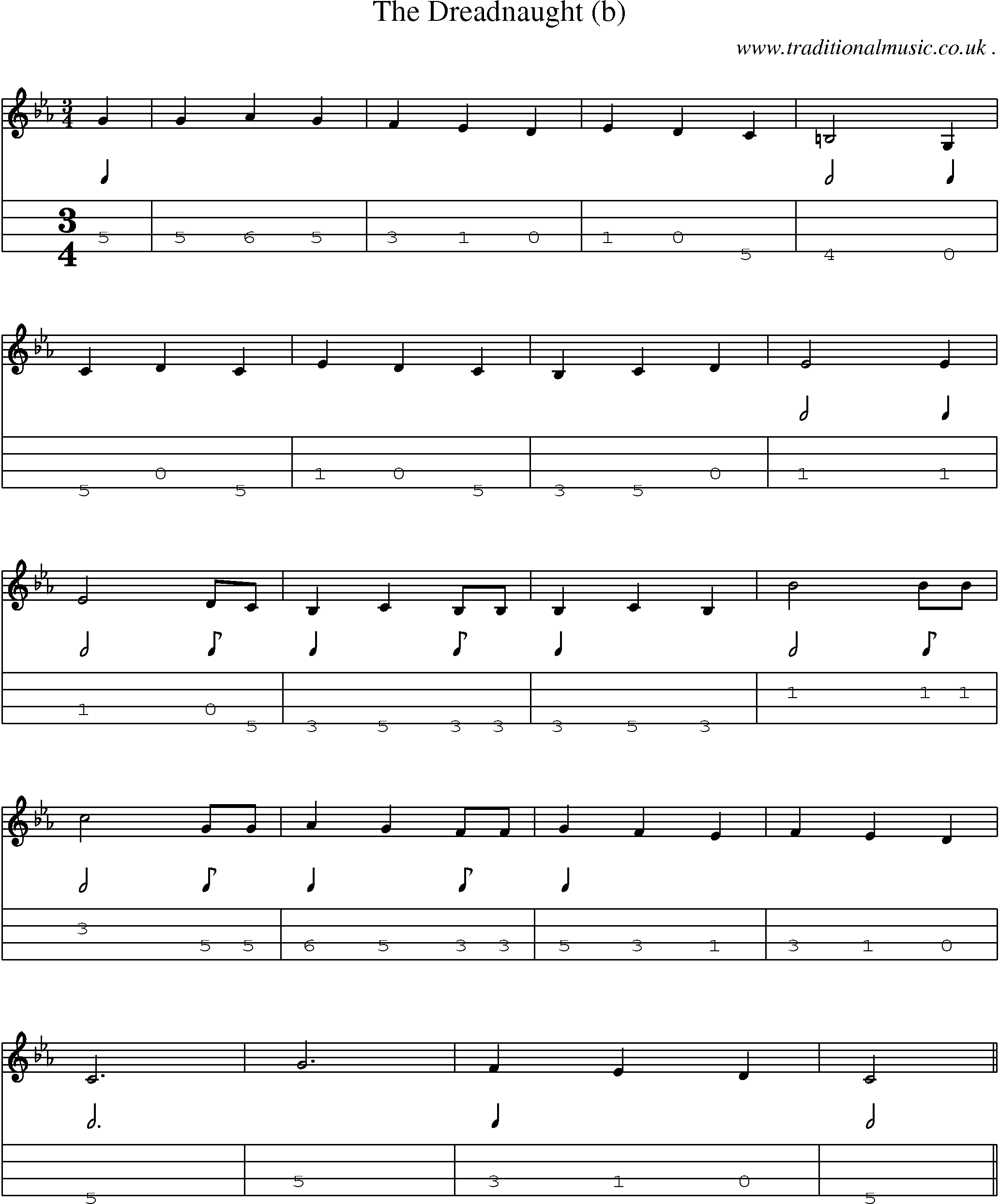 Sheet-Music and Mandolin Tabs for The Dreadnaught (b)