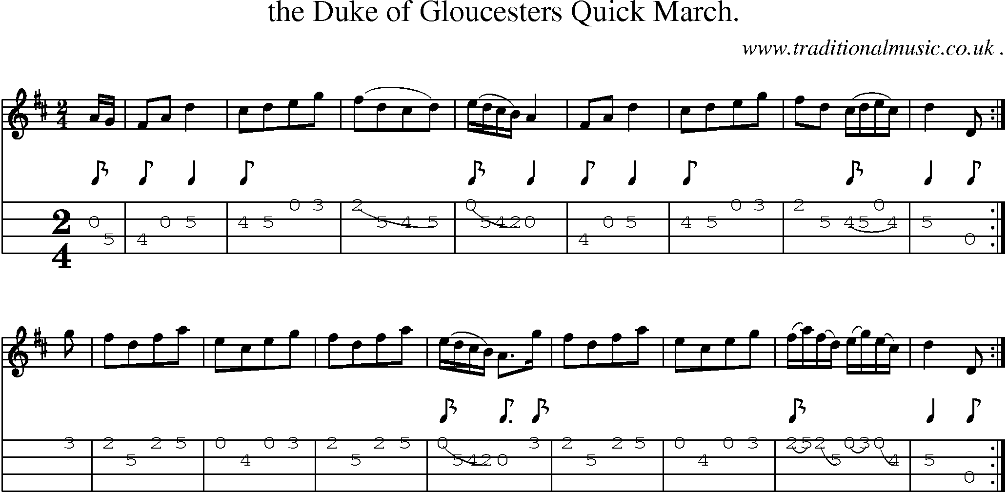 Sheet-Music and Mandolin Tabs for The Duke Of Gloucesters Quick March