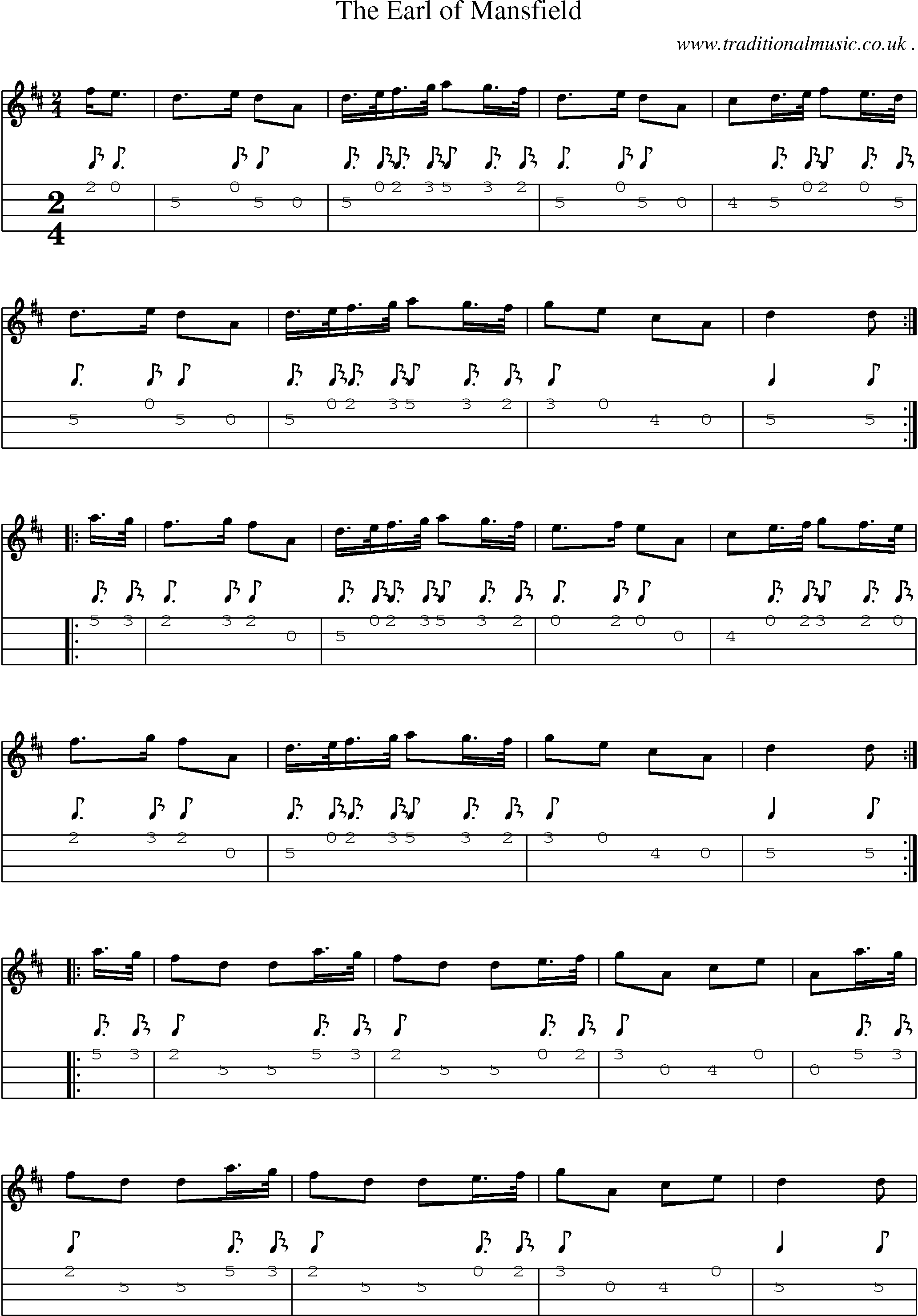 Sheet-Music and Mandolin Tabs for The Earl Of Mansfield