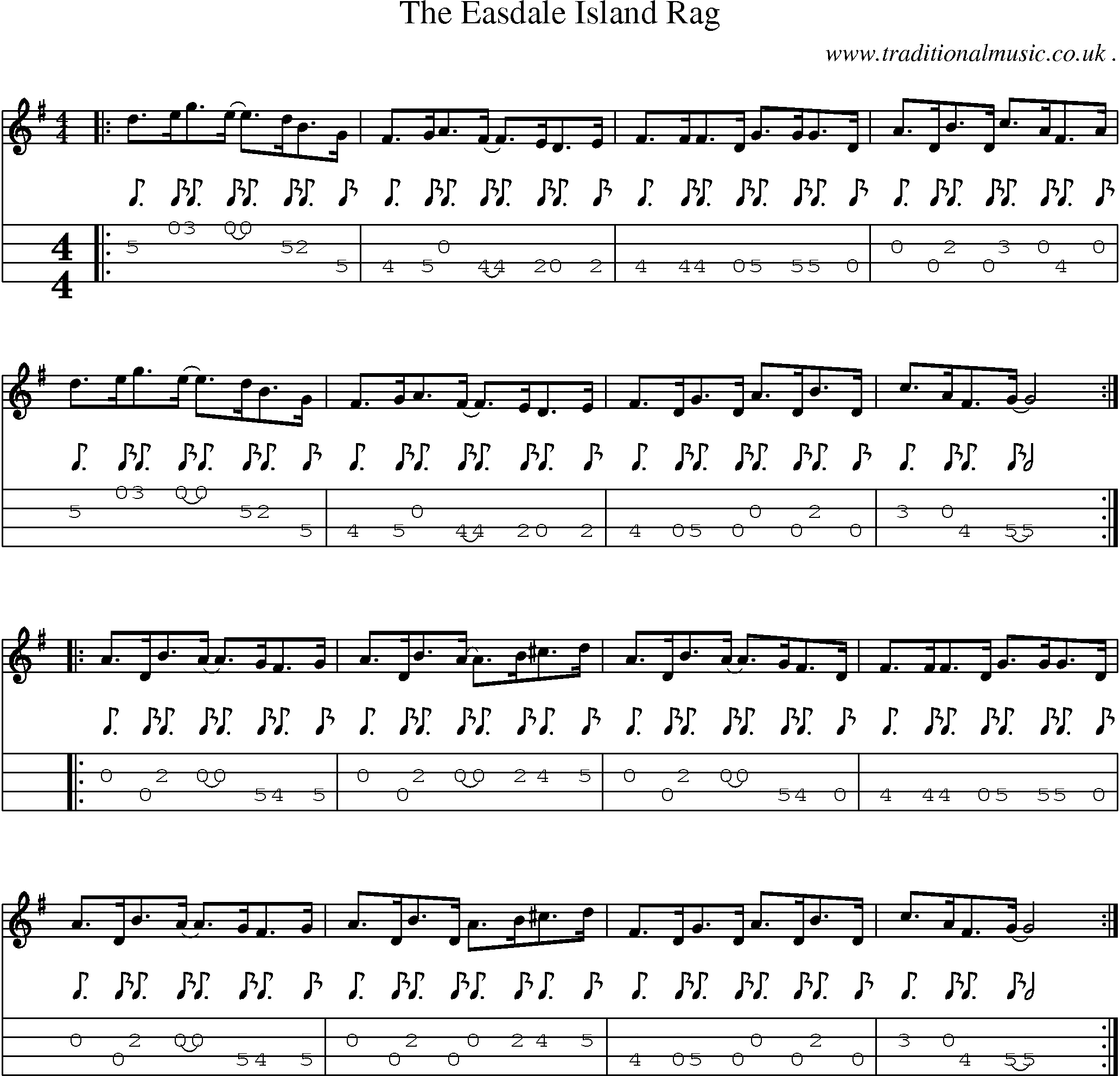 Sheet-Music and Mandolin Tabs for The Easdale Island Rag