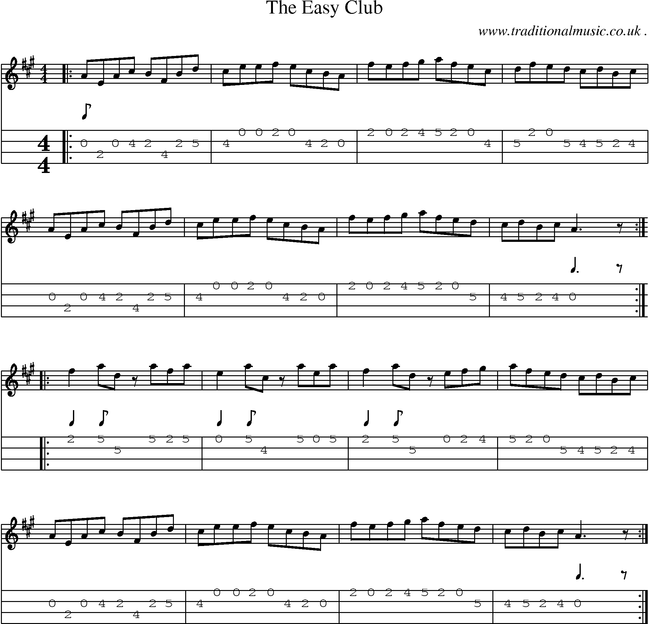 Sheet-Music and Mandolin Tabs for The Easy Club