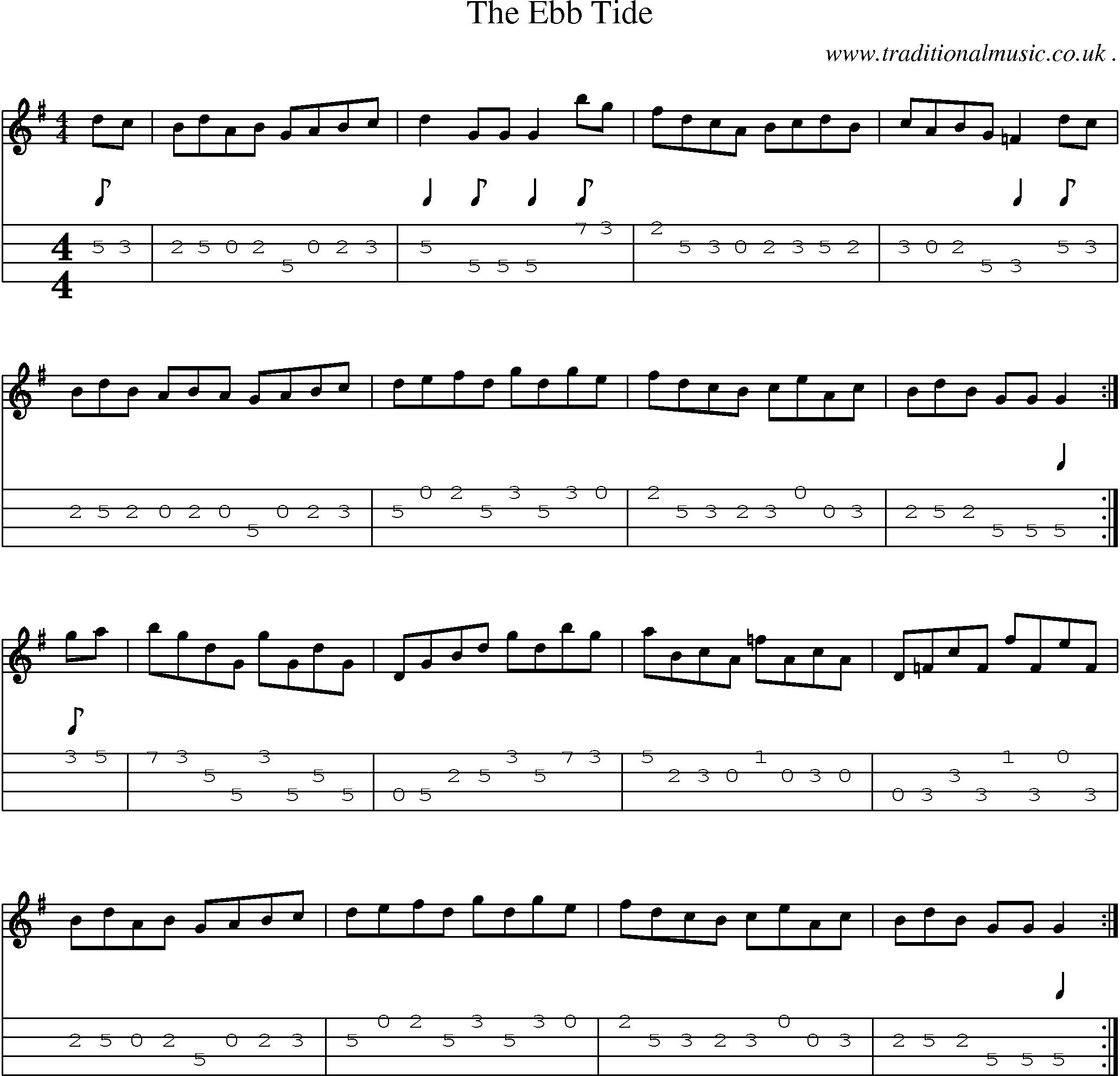 Sheet-Music and Mandolin Tabs for The Ebb Tide